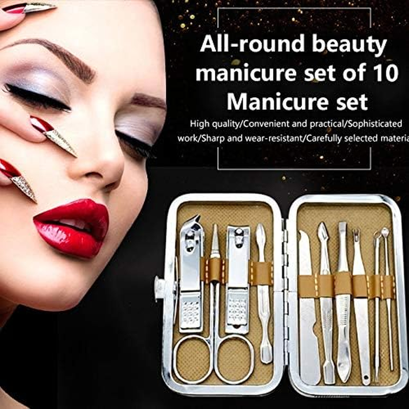 10Pcs/Set Stainless Steel Nail Clippers Manicure Set Nail Art Kit Earpick Nail Foot Trimming Tools for Men Women Zhengpingpai image number 4