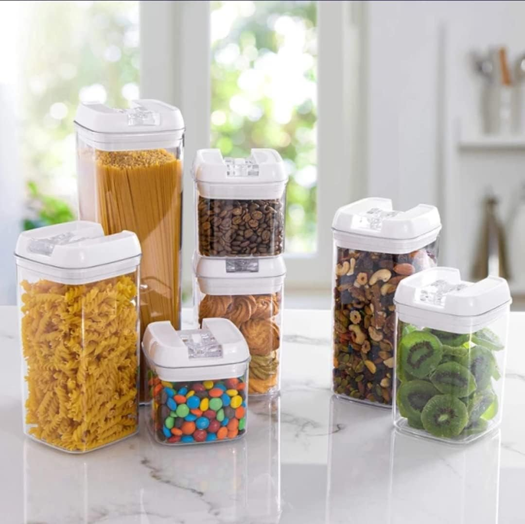 Airtight Food Storage Container 12 Sets with Easy Open & Lock, Air-Tight Dry Fresh Storage Set Bpa-Free Clear Durable Plastic Ideal for Flour, Sugar, Snacks Pantry & Kitchen & Much More &ndash;And Free Labels & Marker. (12 Sets Clear Airtight Container) image number 4