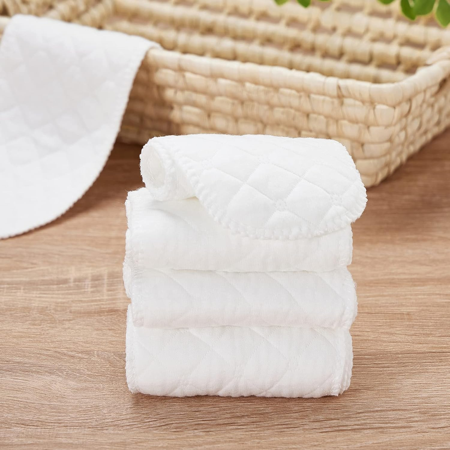 10PCS Three-Layers Cotton Diaper Reusable Solid Casual Infant Baby Cloth Diaper Covers Nappy Liners Insert (Three Layers - S, 30X11Cm / 11.81X4.33In) image number 2