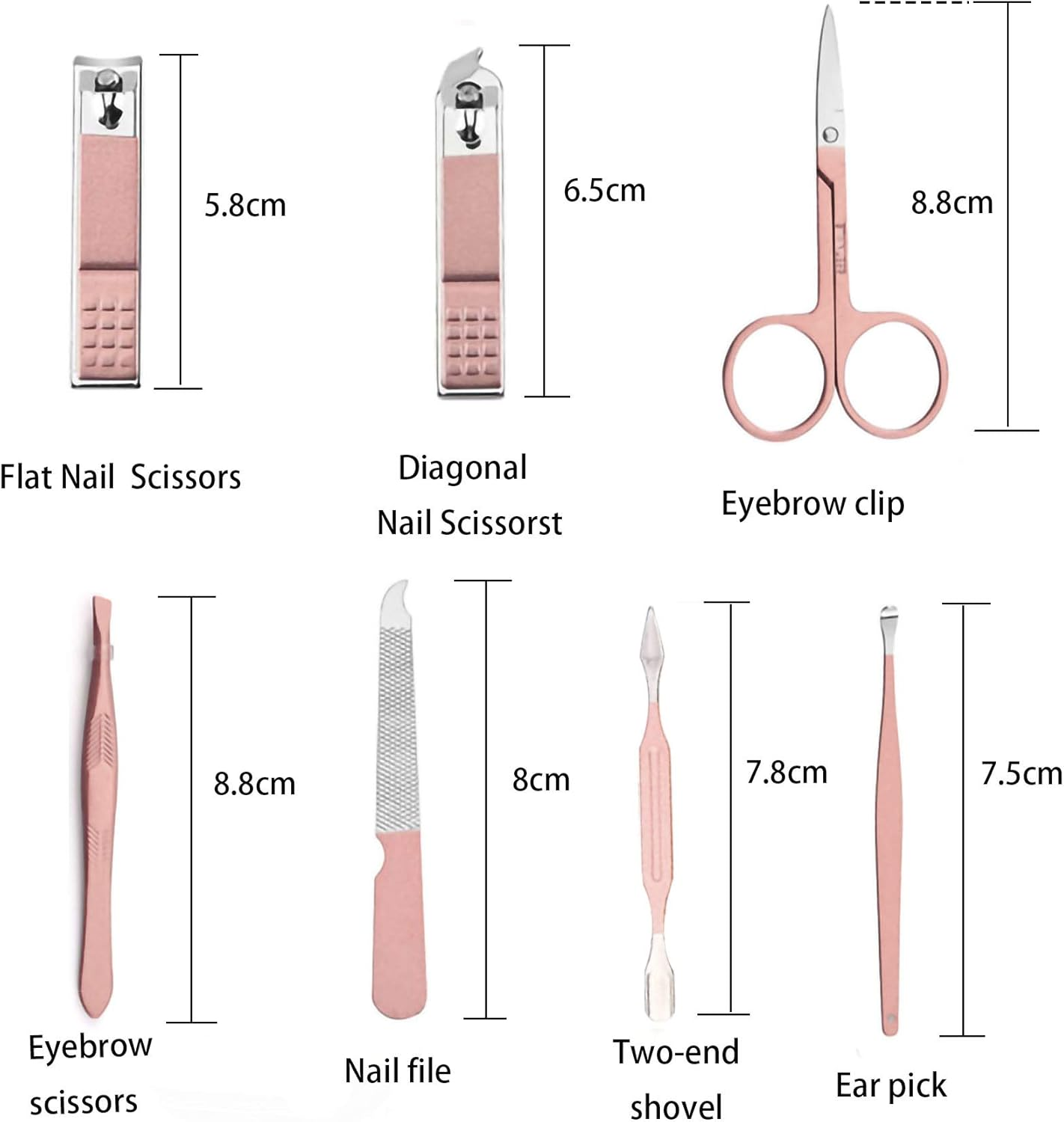 Professional Nail Clipper Set[7 Pcs], Manicure Set, Pedicure Set Stainless Steel Nail Scissors Travel & Grooming Manicure Set, Nail Care Kit, with Box (Pink) image number 3