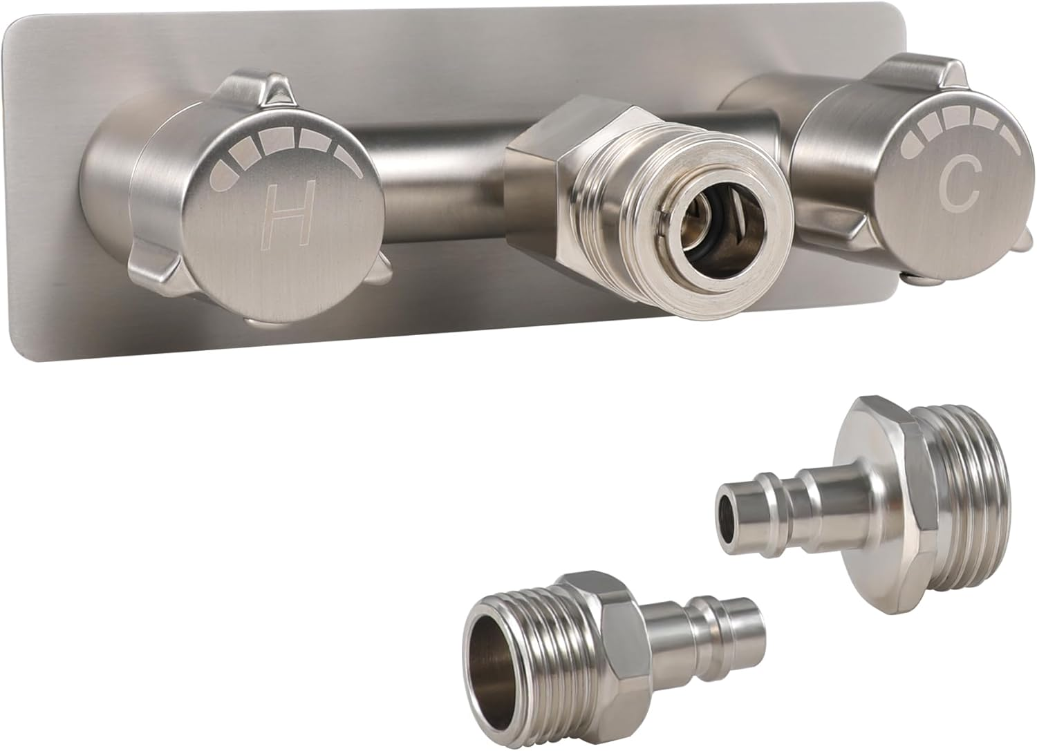 All Metal RV Exterior Shower Faucet,4" RV Shower Faucet Replacement,Rv outside Shower Valve Kit,Camper Shower Faucet Valve with Quick Connect,Rv Exterior Sprayer Faucet (Brushed Nickel) image number 6