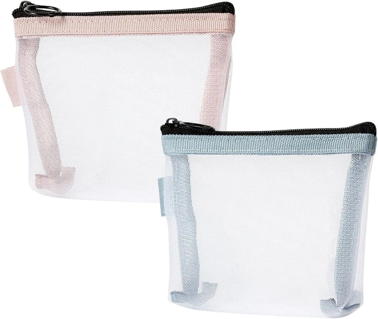 Mini Makeup Bag Small Cosmetic Pouch with Mesh Zipper, Travel Toiletry Organizer for Essentials, 2PCS Set - Ermaoo image number 2