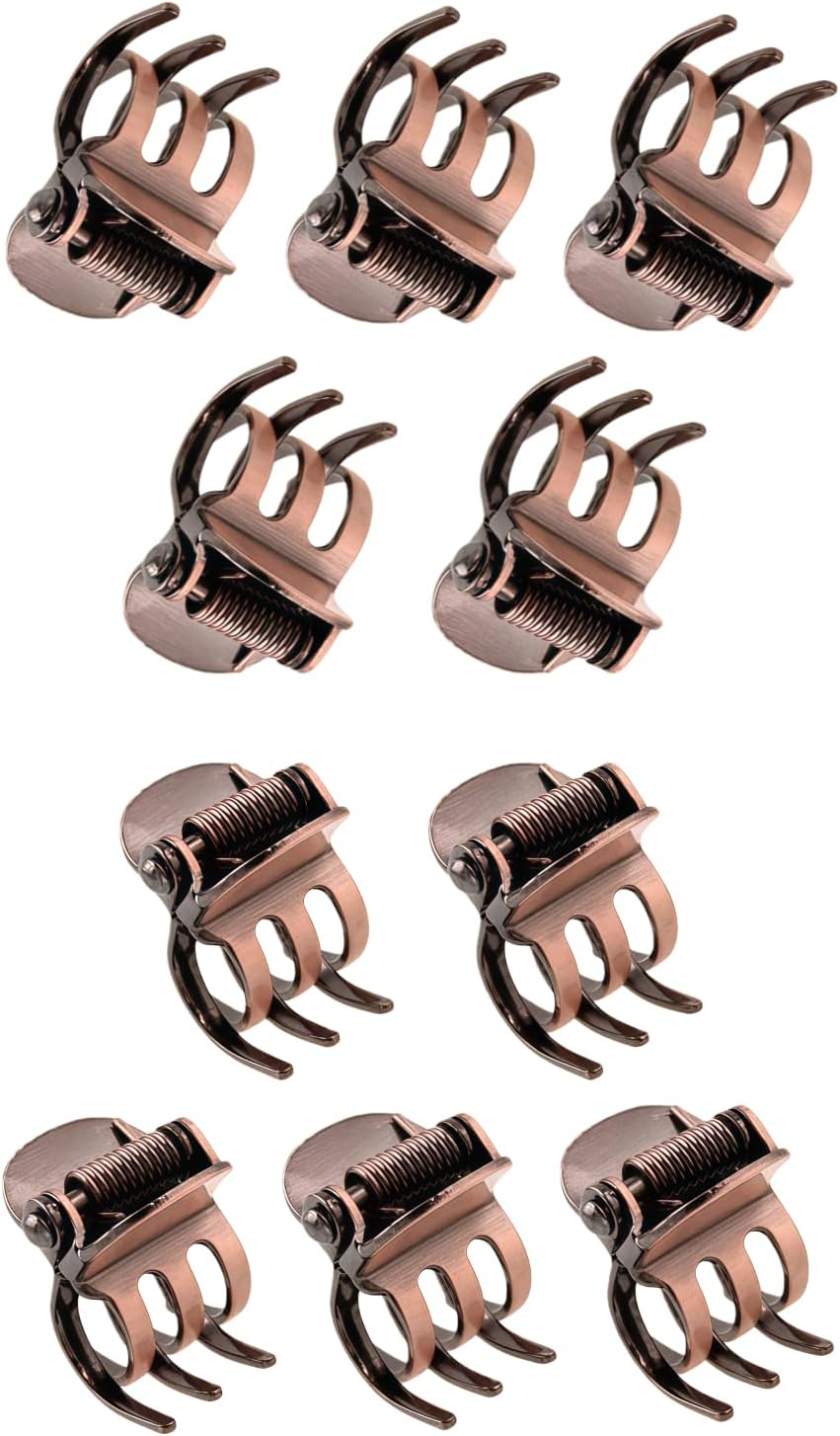 10PCS Mini Metal Hair Claw Clips for Women,Mini Metal Hair Claw Clips,Bronze Clamp Side Bangs Clip Hair Styling Tool Hairpins Hair Accessories for Women