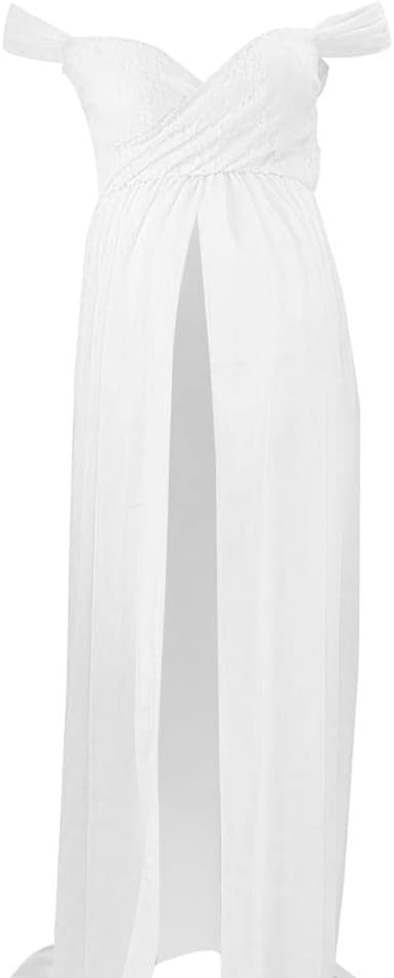 Women off Shoulder Long Maxi Dress for Maternity Photography Wedding, as Described - White M image number 4