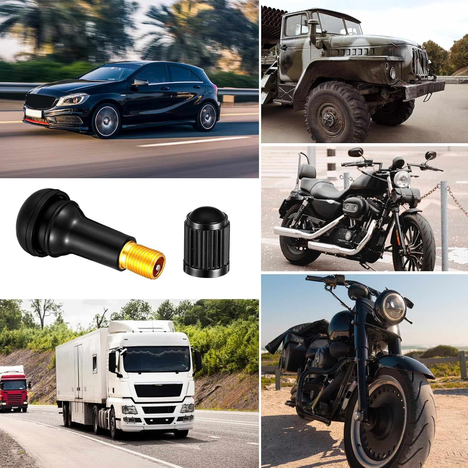 10 PCS Tire Valve Stems Set, TR413 Tubeless Valve Stems, Snap-In Rubber Tire Valves for 0.453" Tubeless Rims, Universal Durable Black Replacement Stem Fit for Cars, Trucks, Trailers, Lawn Mowers image number 2