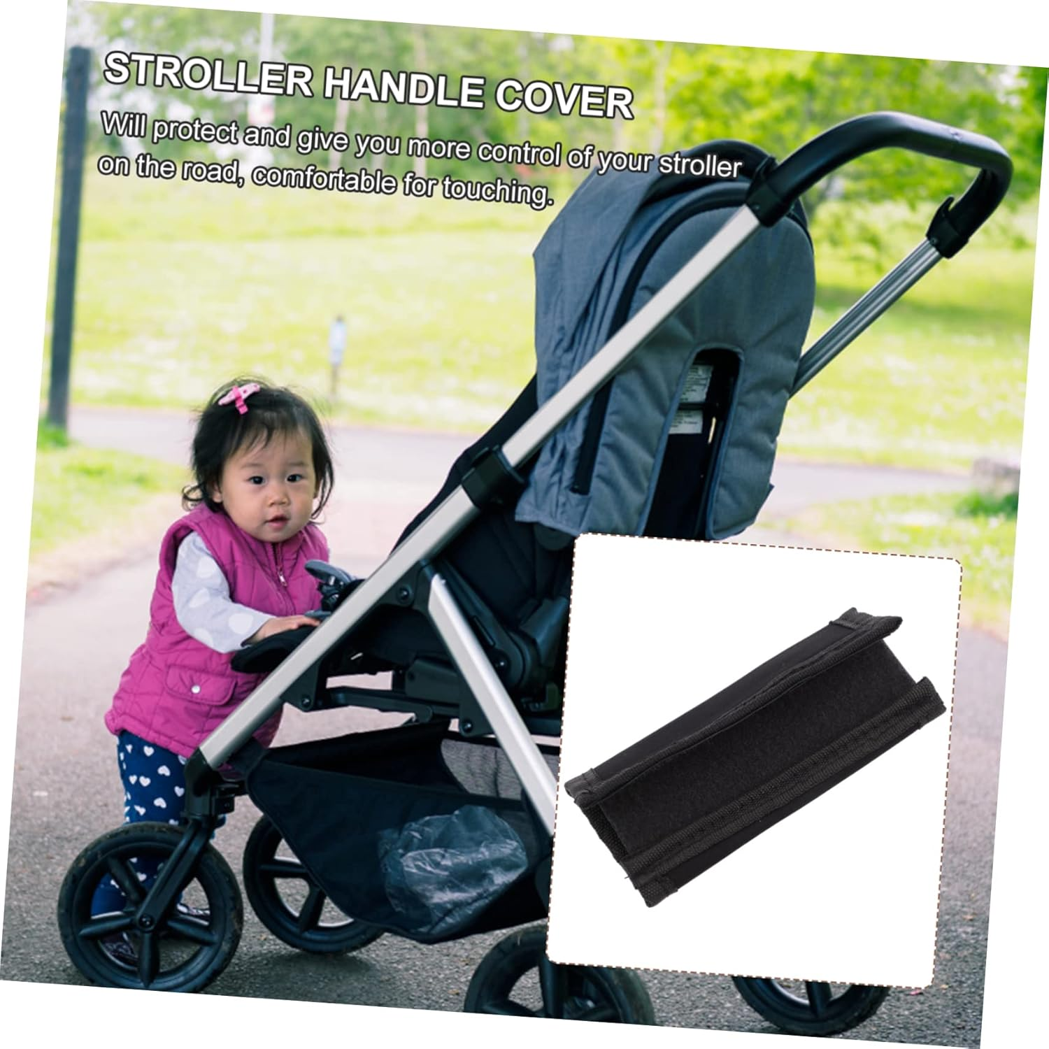 KOMBIUDA 4Pcs Cart Arm Cover Baby Cart Handle Cover Pram Handle Bar Cover Pram Handle Protector Pram Bumper Bar Cover Pram Handle Cover Baby Carriage Handle Cover Cloth Universal Stroller image number 3