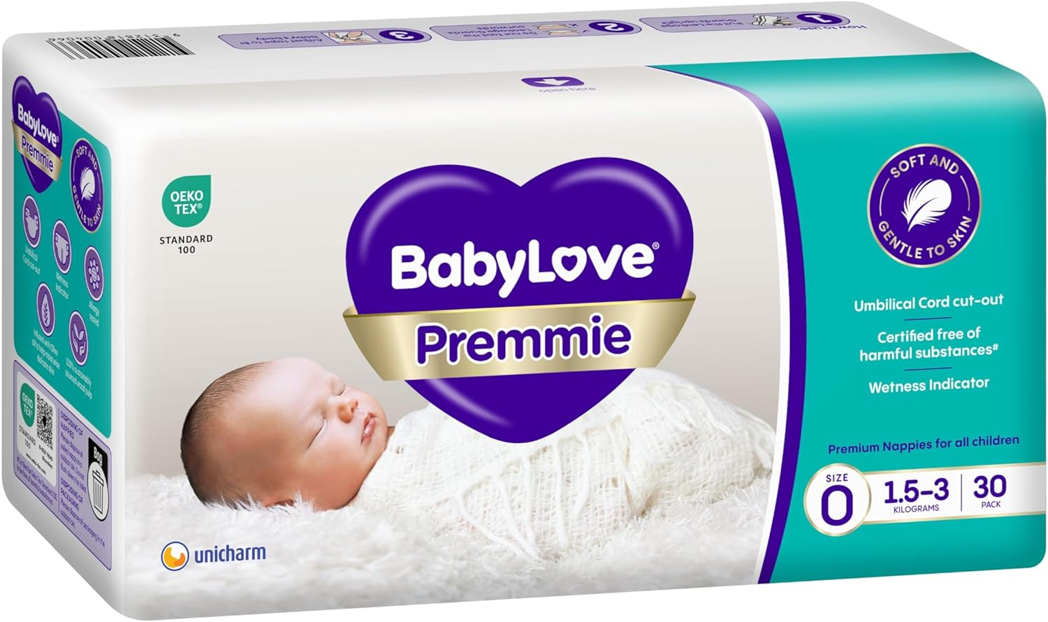 Babylove Premmie Nappies Size 0 (1.5-3Kg) | 120 Pieces (4 X 30 Pack) image number 6