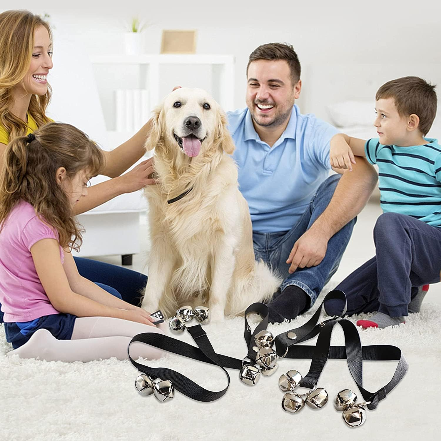 Dog Doorbells Dog Bell Puppy Potty Training Doorbells Adjustable Door Press Bell for Hanging on Door Knob, Training Your Puppy Easily with 7 Large Dog Training Bells Clear Ring image number 6