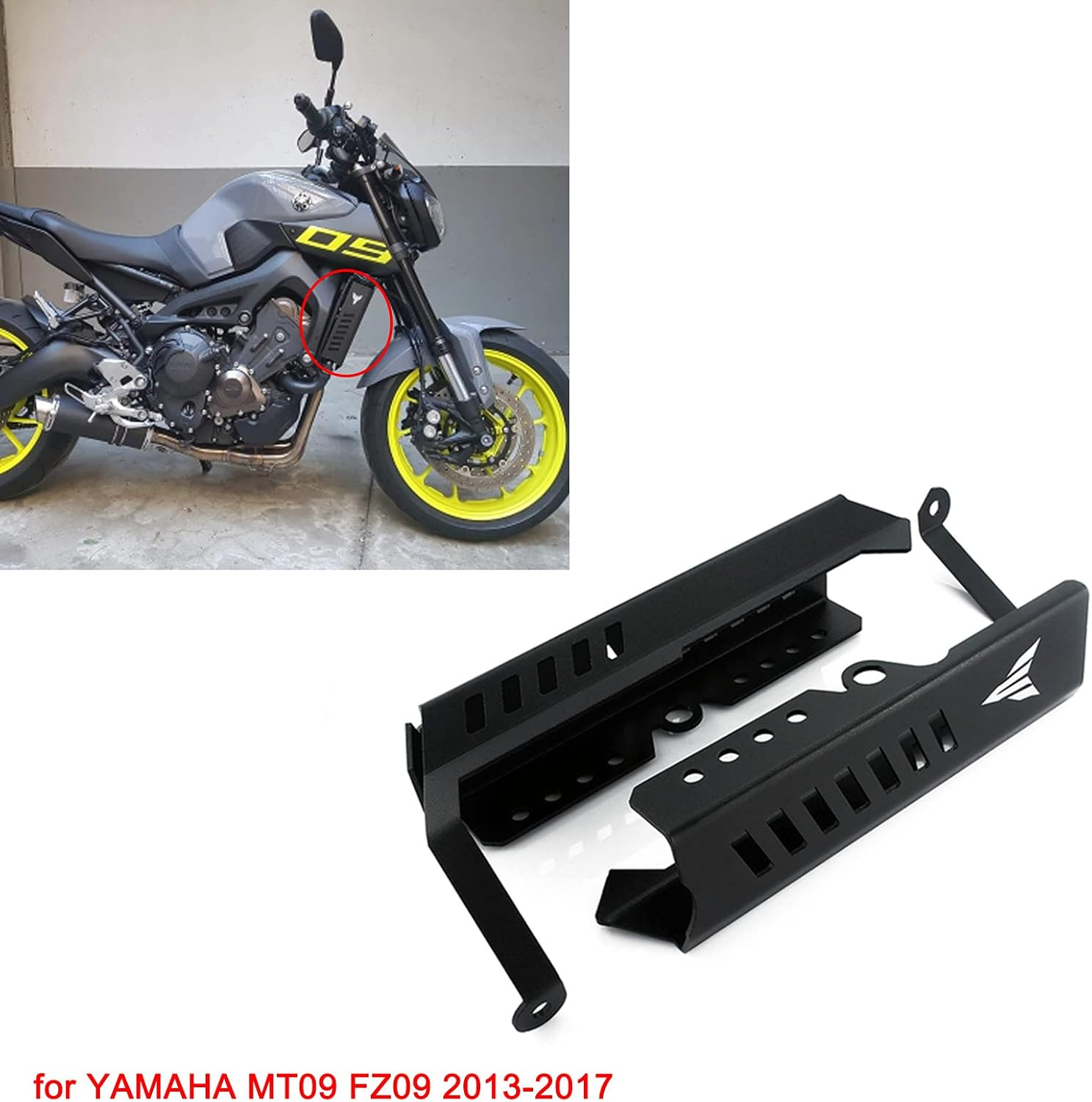 Motorcycle Radiator Grille Guard Protector Side Cover Radiator Cooling Tank Side Guards Cover Protector for YAMAHA MT09 MT-09 FZ09 FZ-09 2013 2014 2015 2016 2017(Black)