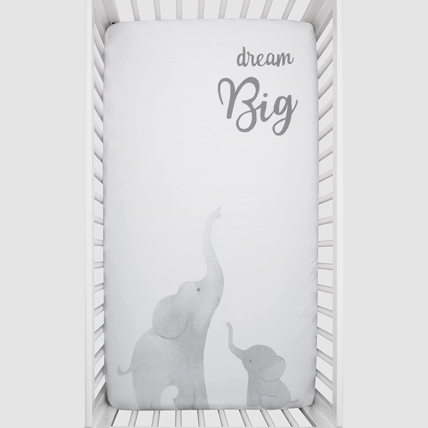 Nojo Elephant Tribe Grey and White 100% Cotton Photo Op Fitted Crib Sheet image number 2