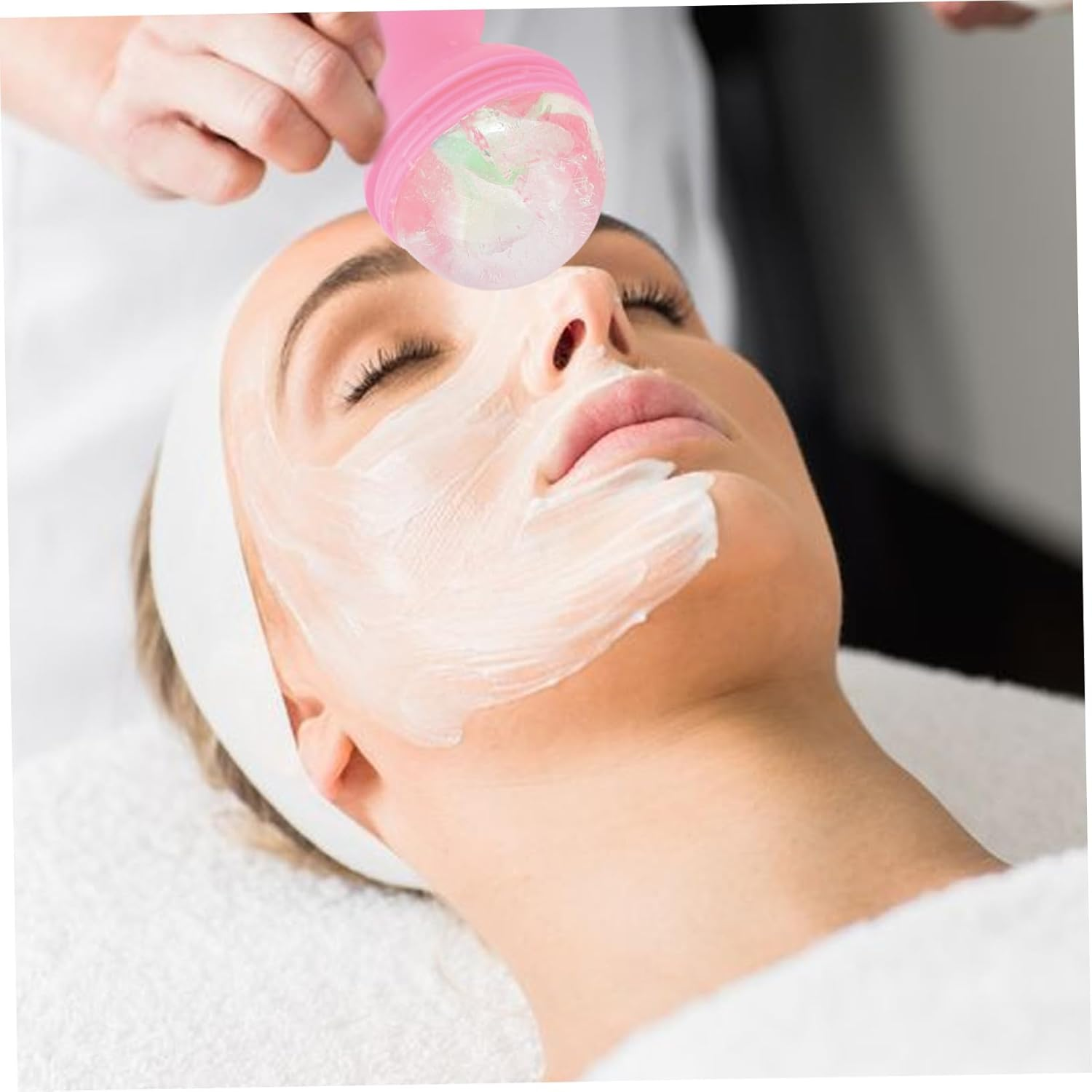 CATIEBYE Silicone Face Ice Roller Mold for Skin Care Facial Ice Roller for Eye and Face Massage Pink Facial Silicone Icing Tool for Reducing Puffiness and Improving Elasticity image number 3