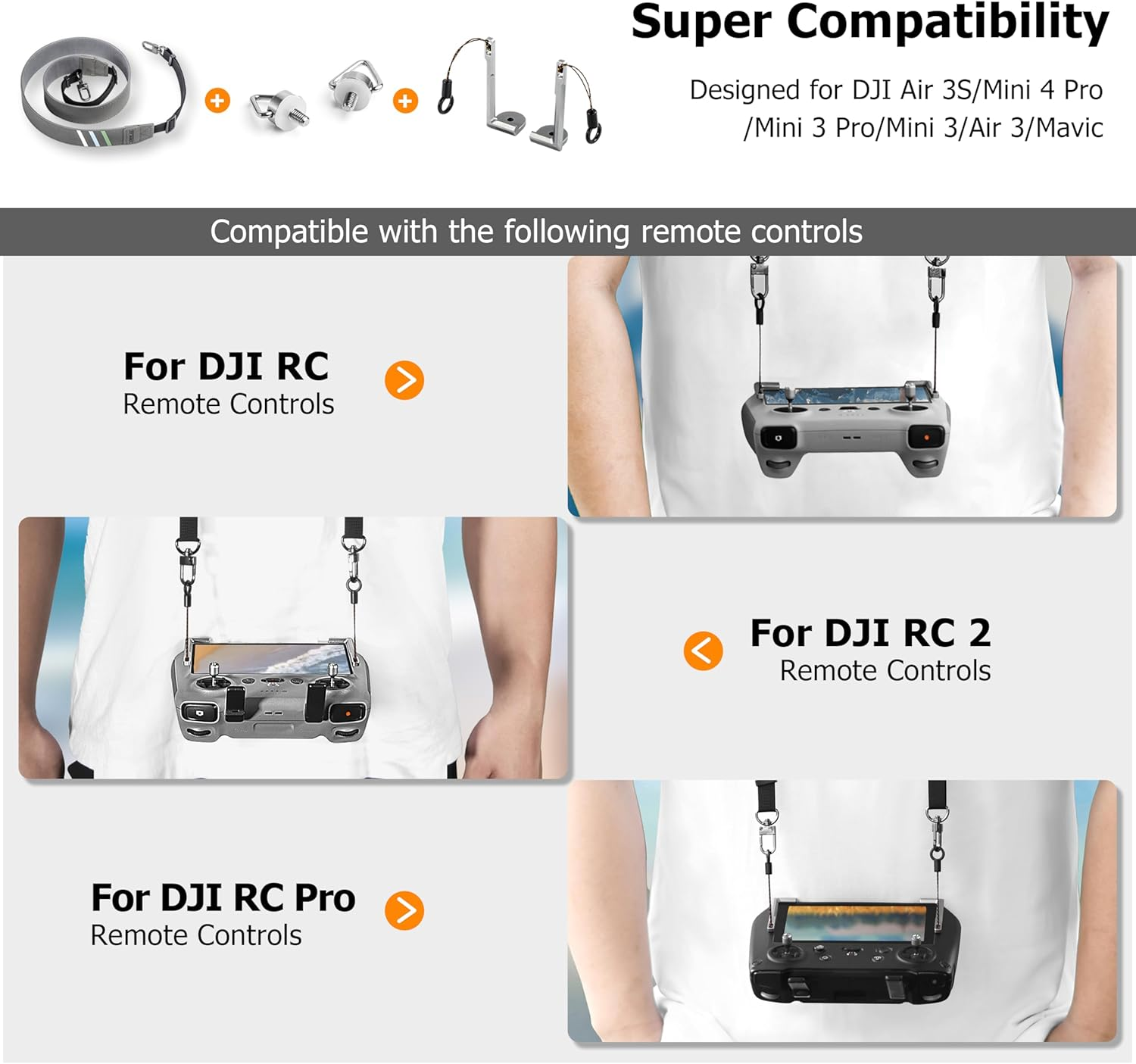 Controller Balance Cord for DJI RC/RC2, Soft Leather Neck Cord Compatible with Accessories for DJI Flip/Mini 4 Pro/Mini 3/Air 3S image number 5