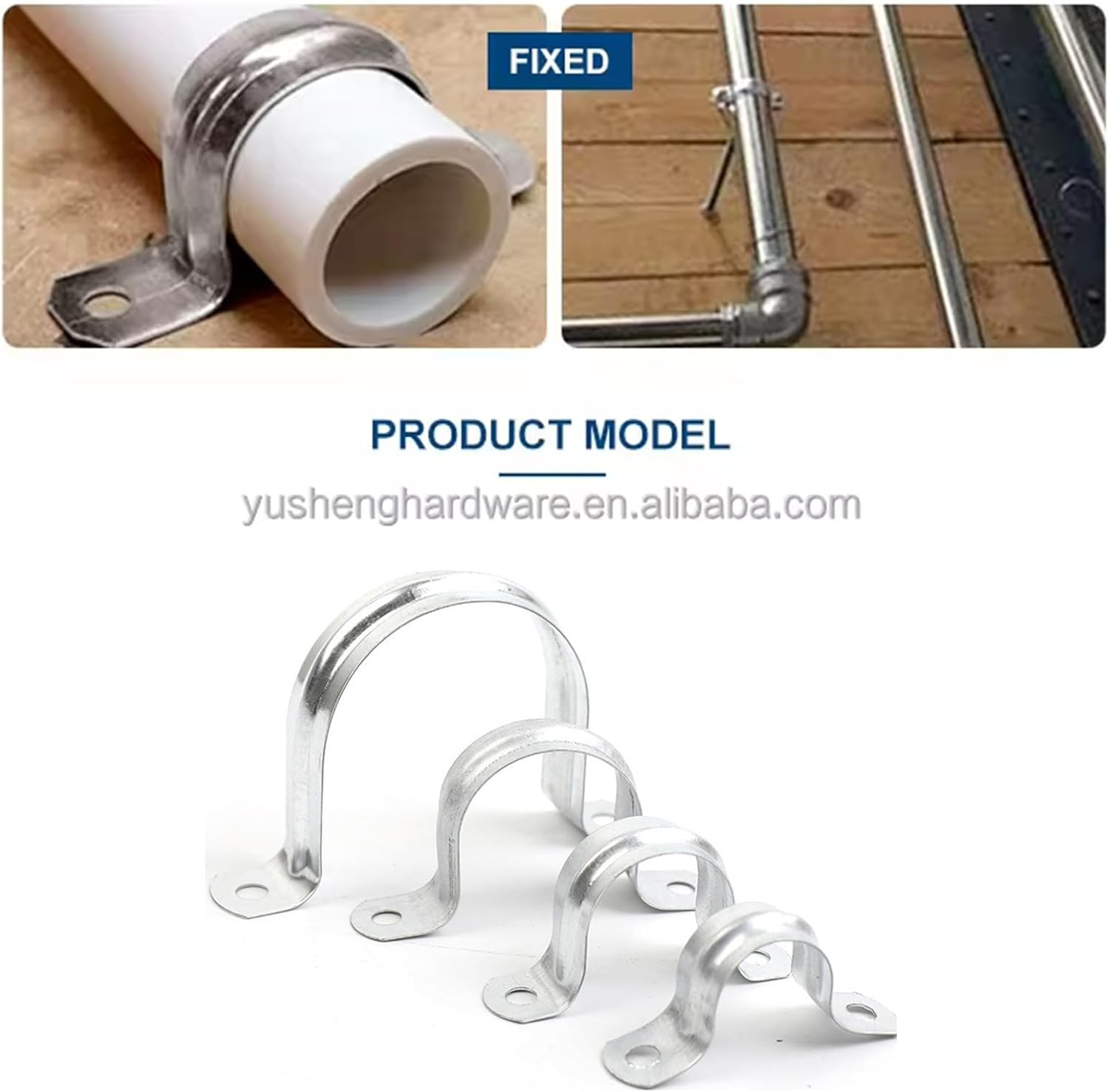 90Mm Pipe Strap Clamps, 10 Pcs 304 Stainless Steel Pipe Holder Brackets, Saddle U Shaped Tube Clips for Ducting Plumber Water Pipe image number 4