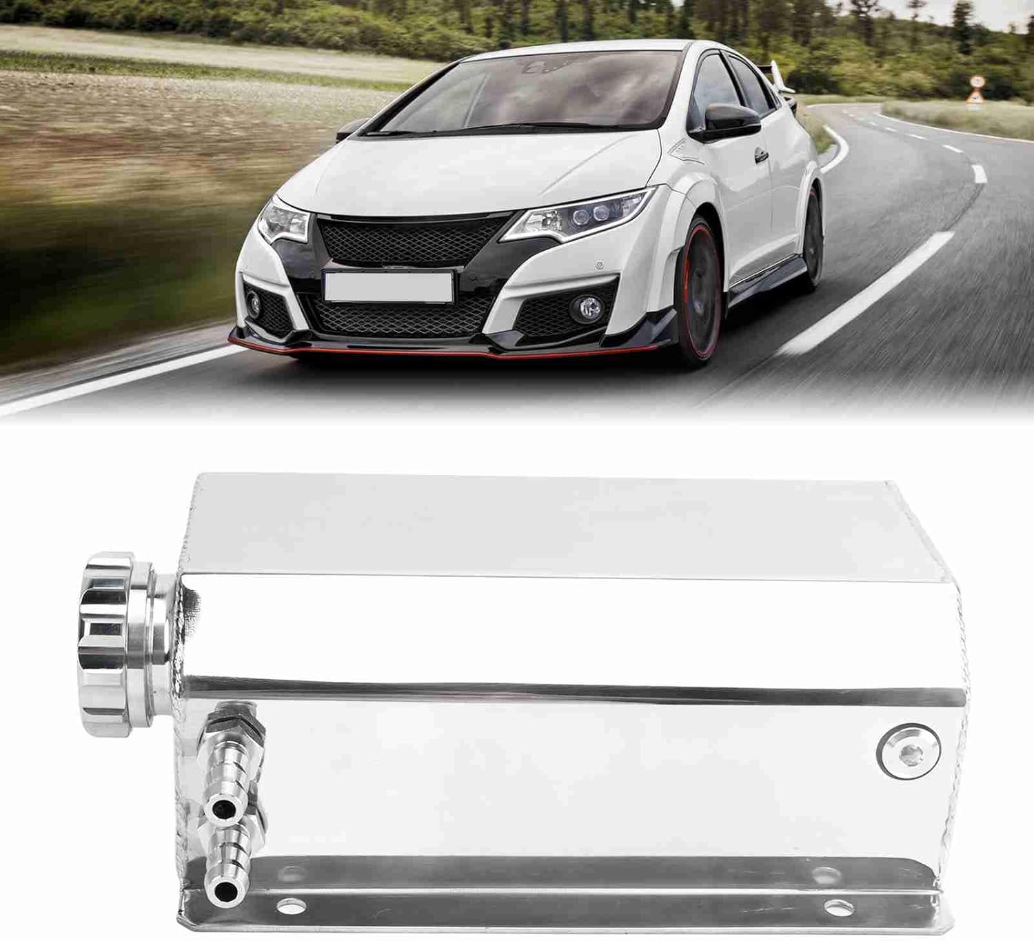 Coolant Expansion Tank 2L Capacity, Securely Sealed, Aluminum Alloy Material, Sturdy Construction, Fit for Subaru Enhances Engine Performance (Silver) image number 1