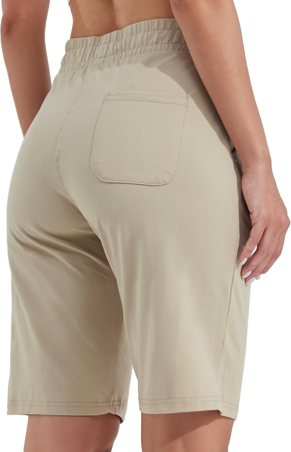 'Willit Women'S Shorts 10'' Bermuda Cotton Long Shorts Yoga Exercise Knee Length Shorts Workout Athletic with Pockets' image number 4