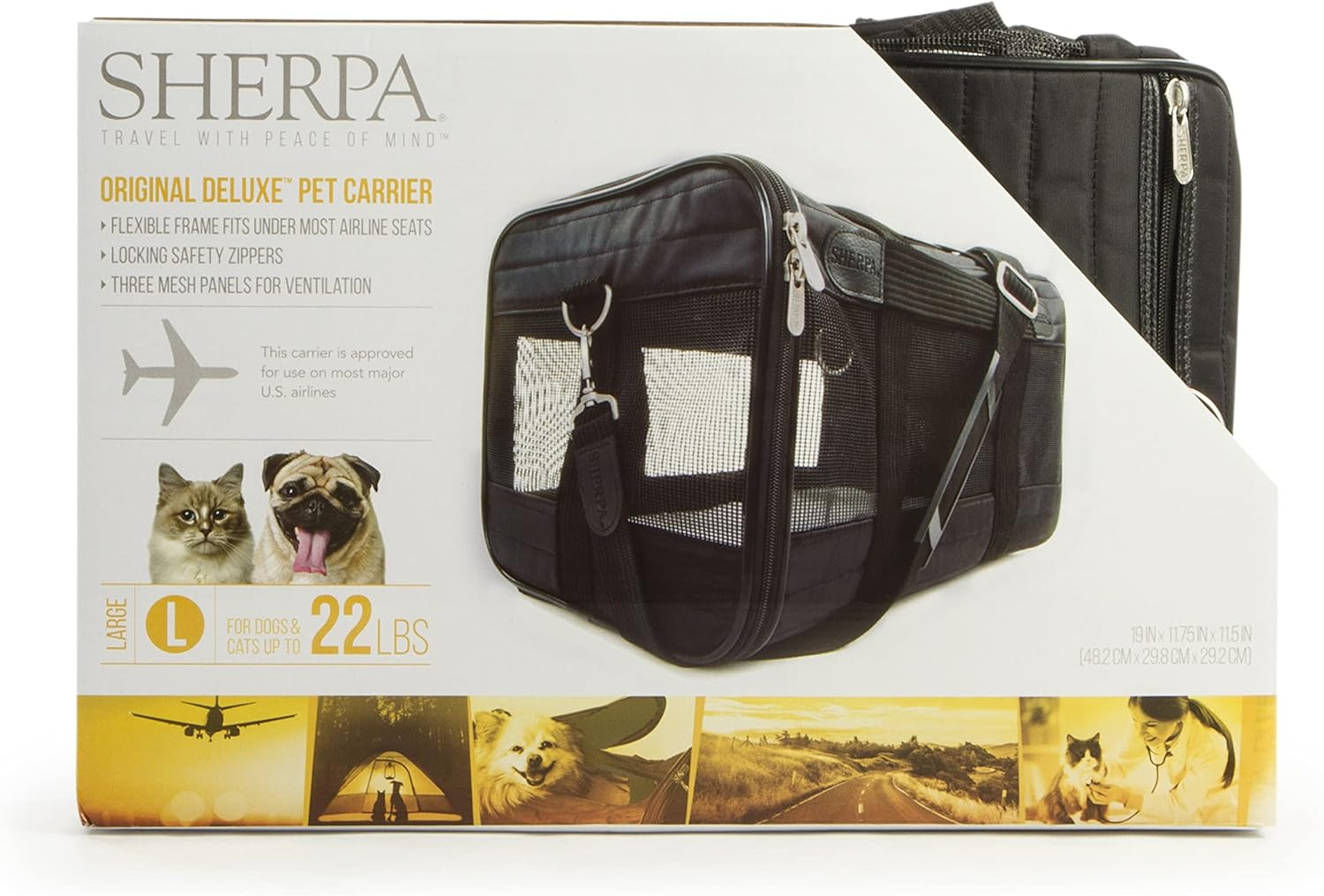 Original Deluxe Travel Pet Carrier, Airline Approved - Black, Large image number 1