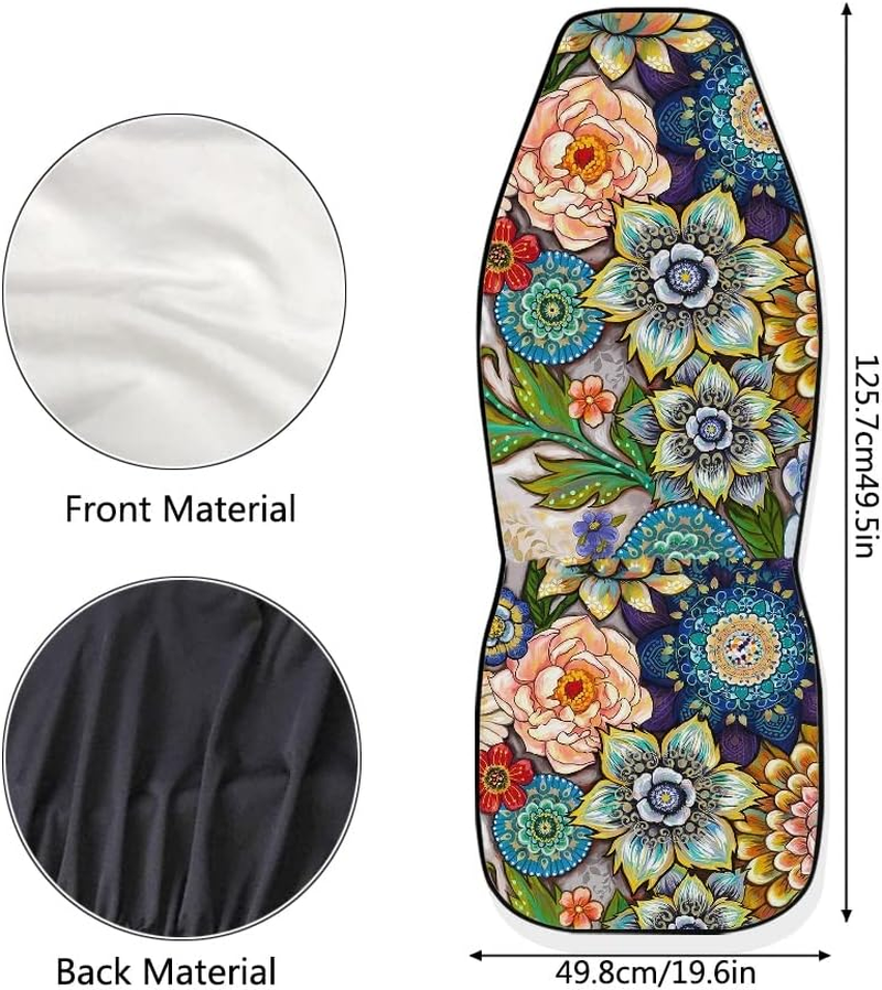 TOADDMOS Bright Blossoms Colorful Boho Floral Print Car Seat Covers for Women,Universal Auto Front Seats Protector Fits for Car,Suv Sedan,Truck image number 3