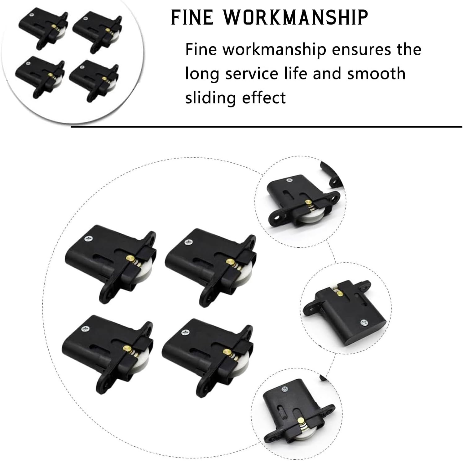 6PCS Furniture Pulley Sliding Security Screen Sliding Door Rollers Wheels Replacement Cabinet Pulley Accessories Hardware Supplies(Black)