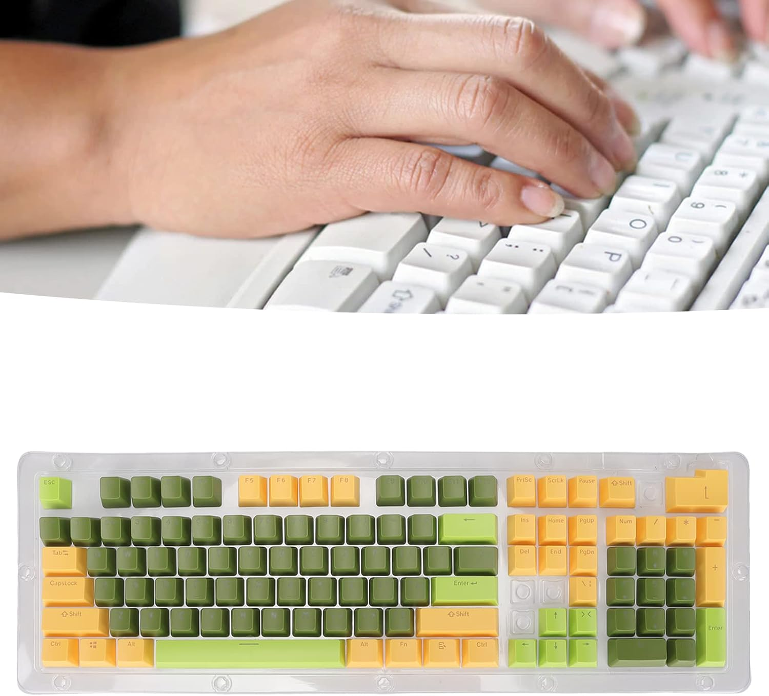 Rengu Keys Mechanical Keyboard Made of Tricolor ABS Material. 61/87/104/84/64/98/96 Keys (Matcha Dark Green) - Matcha Dark Green image number 4