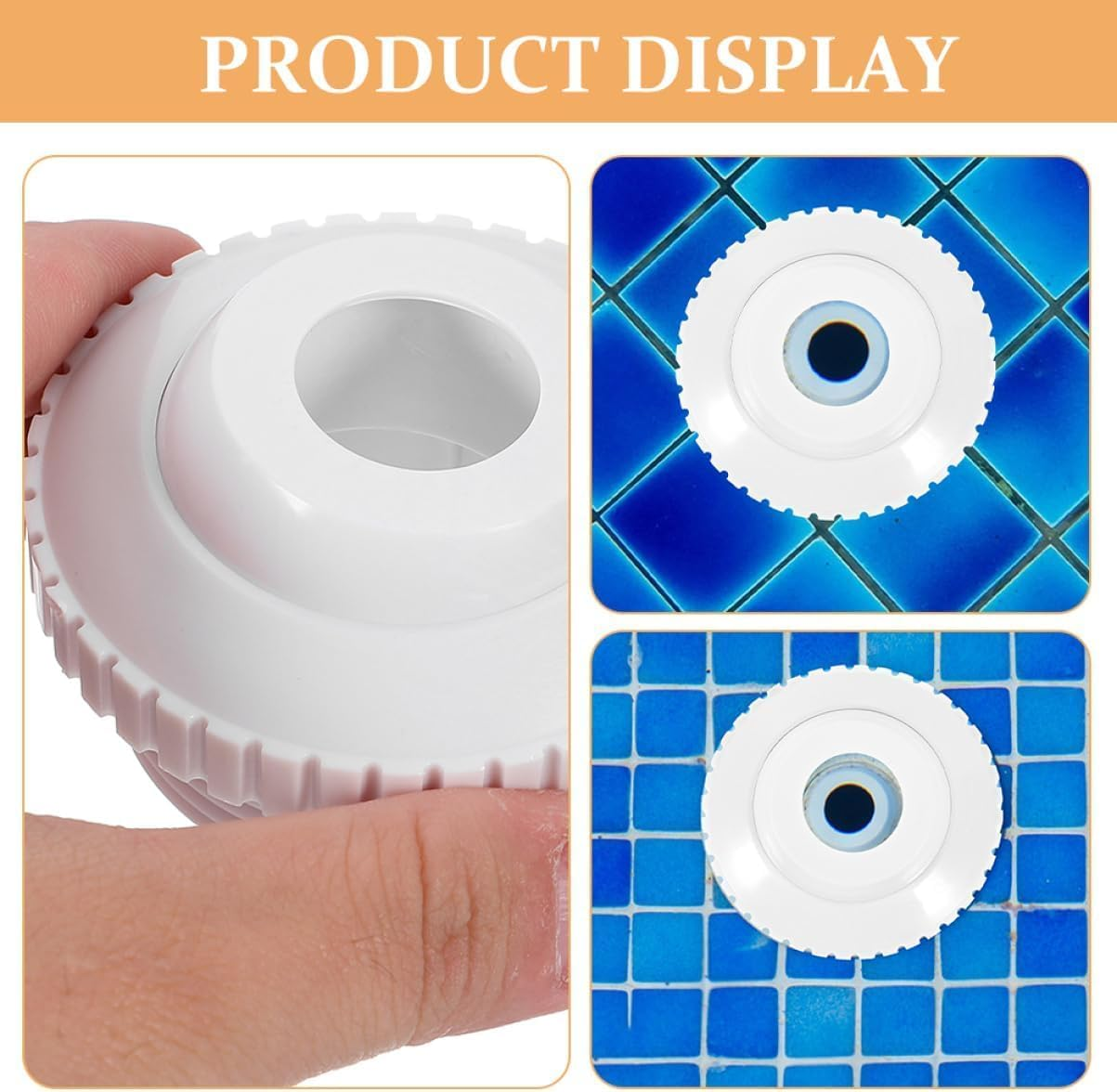 2-Pack 3/4" Adjustable Directional Pool Jet Nozzles, 1-1/2" MIP Thread Return Fittings for Swimming Pool & Spa Flow Inlet Jets, White PVC Pool Accessories image number 3