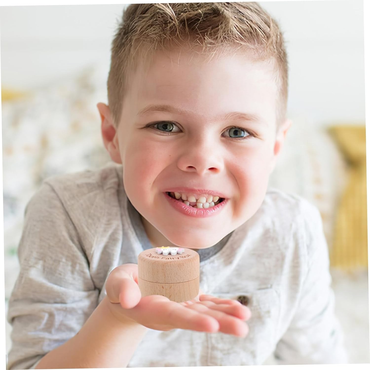 BESTYASH Deciduous Tooth Box Wooden Keepsake Teeth Holder for Boys and Girls Collection Organizer image number 4