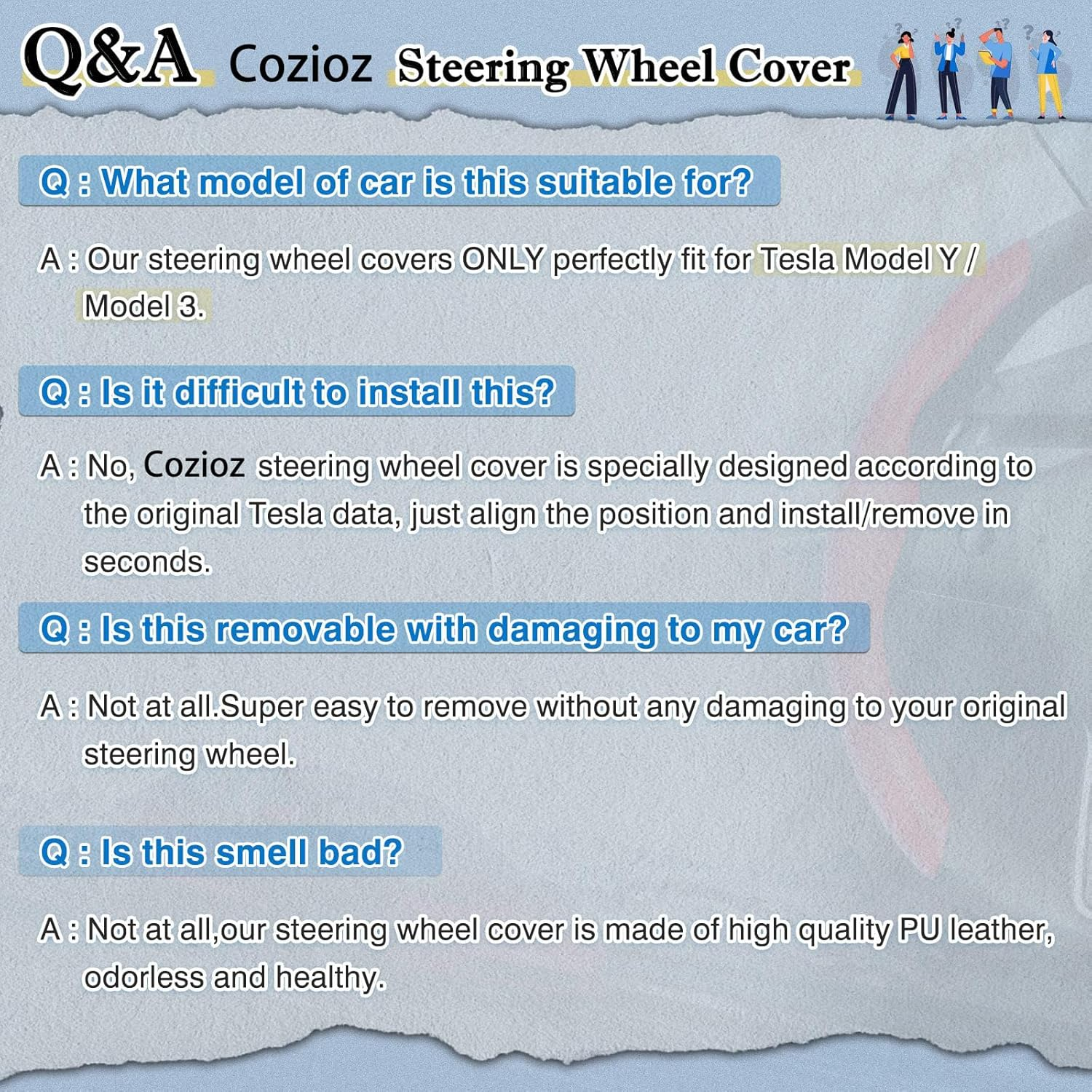 Cozioz Custom-Fit Carbon Fiber Steering Wheel Cover for Tesla Model 3/Y, Anti-Slip, Breathable, Comfortable Grip, Stylish White Design for Men and Women