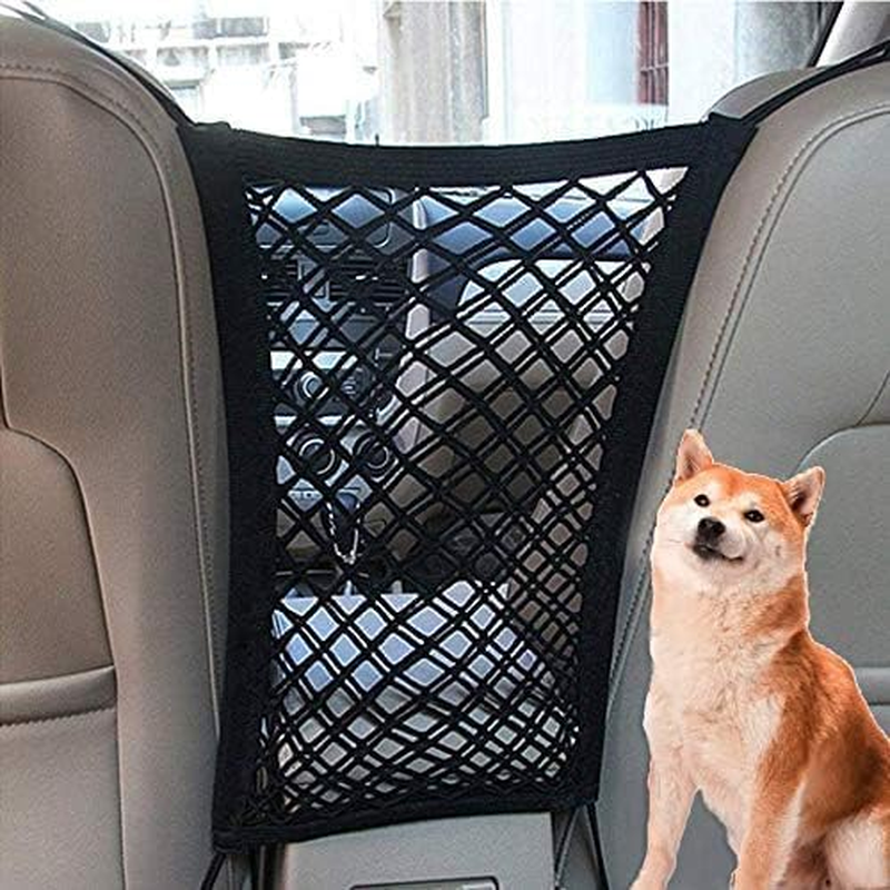 Car Seat Mesh Tidy Storage Net, 1Pc Dog Car Net Barrier with with 4 Hooks, Pet Safety Barrier Vehicle Mesh Organizer Seat Back Net, Dog Barrier Disturb Stopper Storage Pouch image number 6