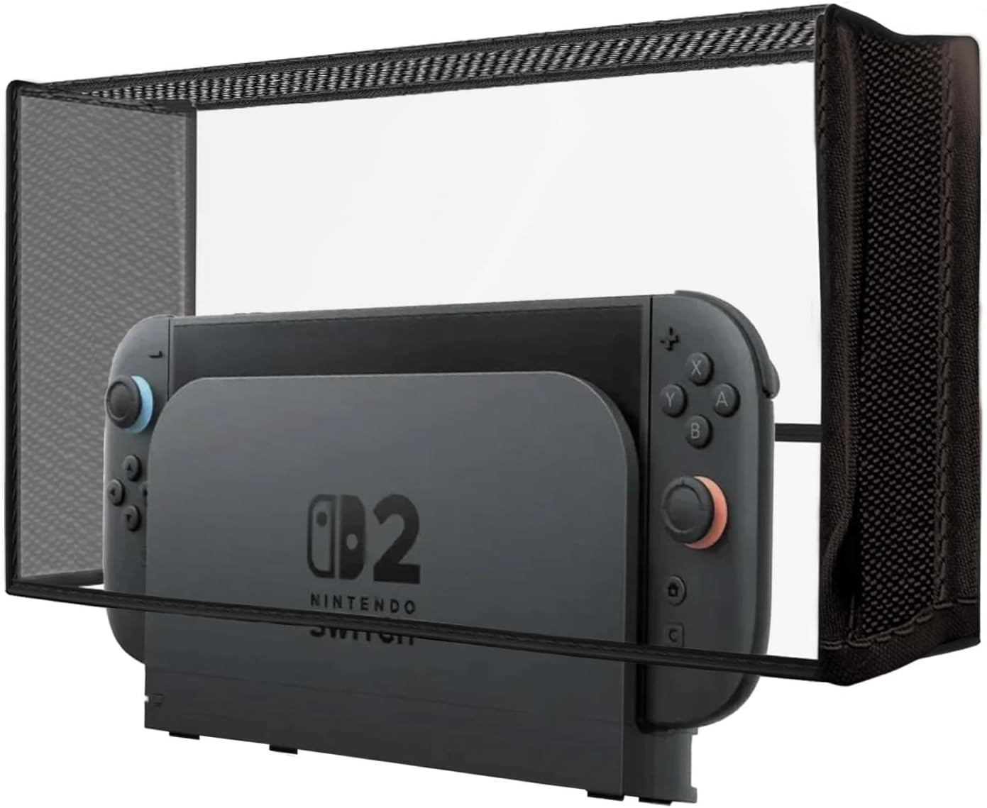 Dust Cover for Nintendo Switch 2, Anti-Scratch Waterproof Protector - Custom Designed Dust Guard for Nintendo Switch 2 Console & Charging Dock, Precision Cut with Easy Cable Port Access (Black)