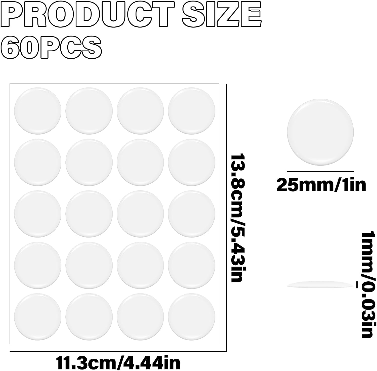 HAIKING Epoxy Resin Stickers, 60 PCS Clear round Dome Stickers for Bottle Cap, Pendant, Jewelry, Art Craft (25 Mm/1 In) image number 5