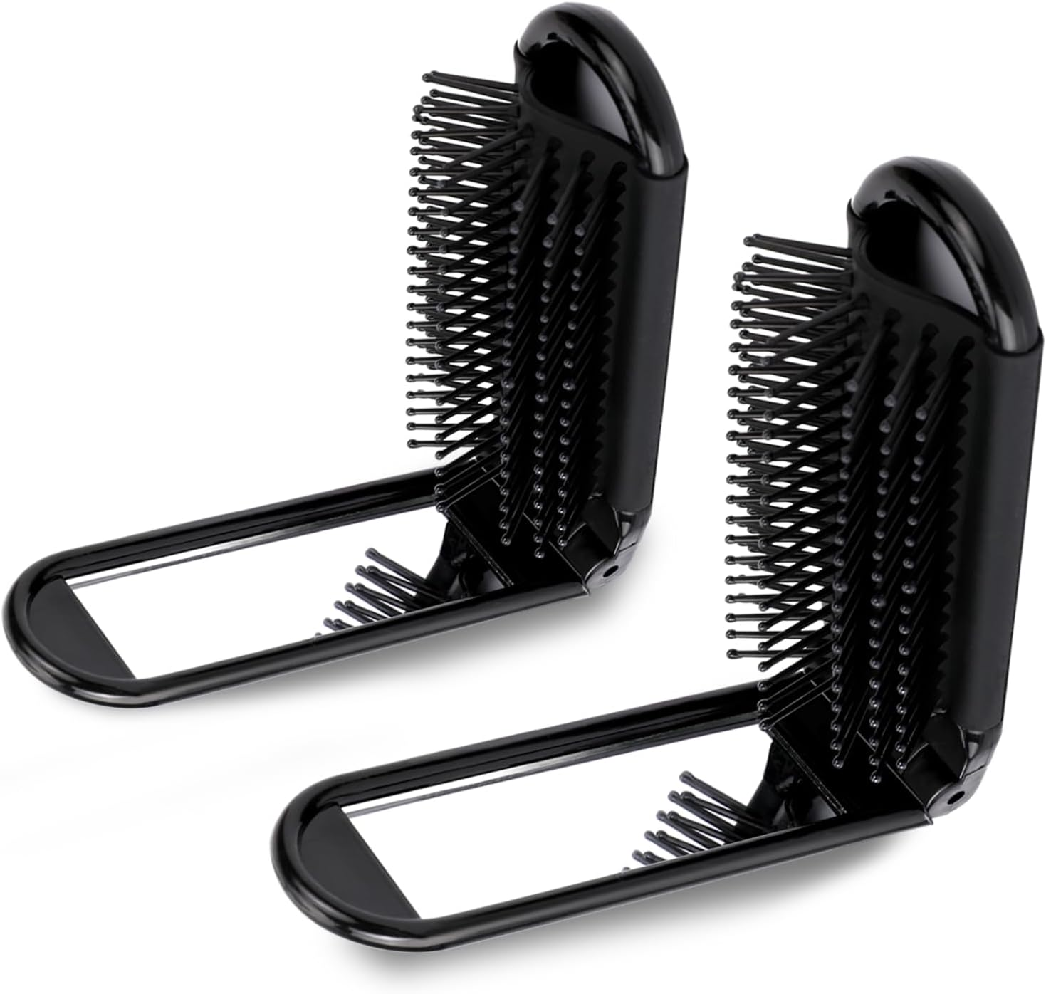 2 Pack Foldable Hair Brush with Mirror Mini Compact Travel Hairbrush Small Massage Comb Portable Hair Styling Tools Pocket Folding Hairbrush for Women Girls Men Home Outdoor Travel Purse Essential image number 5