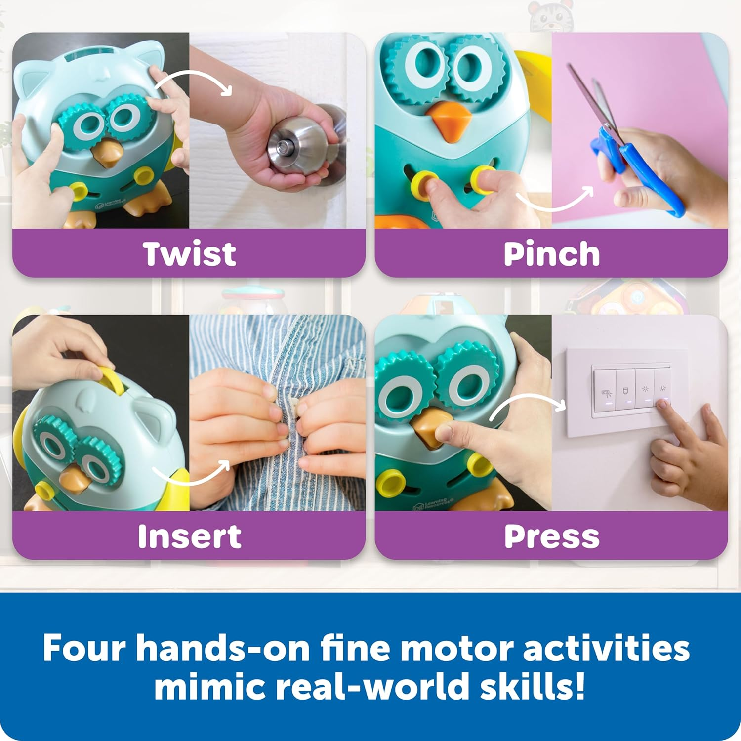 Learning Resources Hoot the Fine Motor Owl - 6 Pieces, Ages 18+ Months Toddler Learning Toys, Fine Motor and Sensory Toys for Toddlers, Educational Toys for Toddlers image number 5
