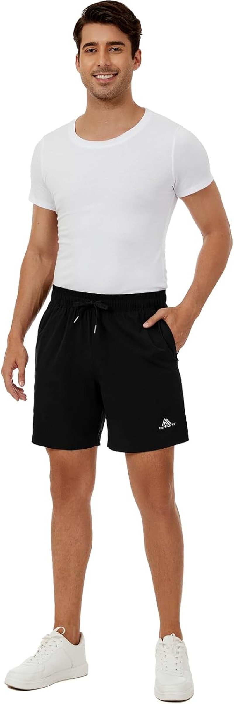 Queday Mens 2 in 1 Running Shorts with Liner 7 Inch Quick Dry Gym Athletic Workout Shorts with 2 Side Pockets with Zipper Back Pocket Inner Pocket image number 5