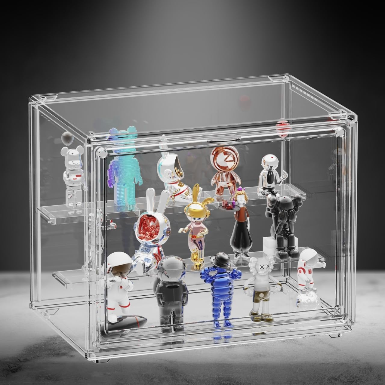 Acrylic Display Case for Collectibles, Stackable Clear Acrylic Display Box with Movable Panels for Figure,Toys, Sports Memorabilia, Wallets, Books image number 4
