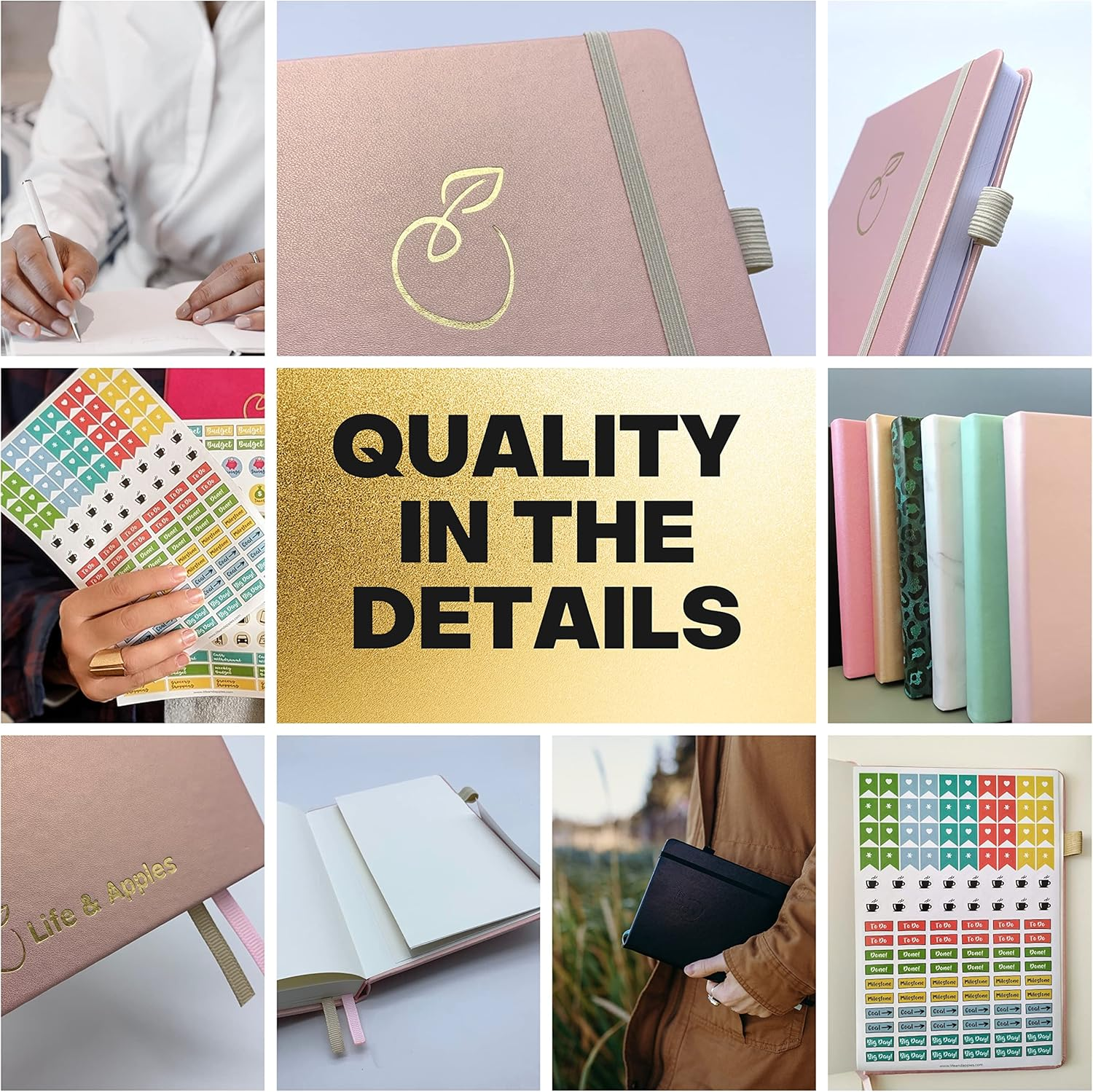 Life & Apples Rose Gold Wellness Planner - Food Journal, Fitness Diary, Gratitude & Meal Planner for Healthy Living & Self-Care - Track Weight Loss Diet & Health Goals - Undated, A5 Size image number 4