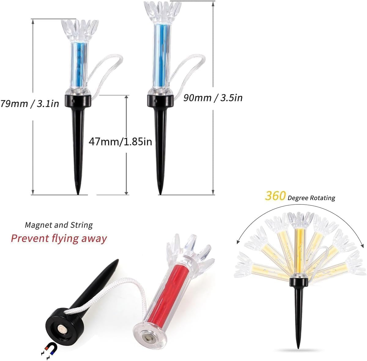 5 PCS Golf Ball Tees ，Magnetic Golf Tees 360&deg; Rotation,Magnetic Golf Tees, Golf Support Tees, Stable Long Golf Tees for Golfer Practice image number 3