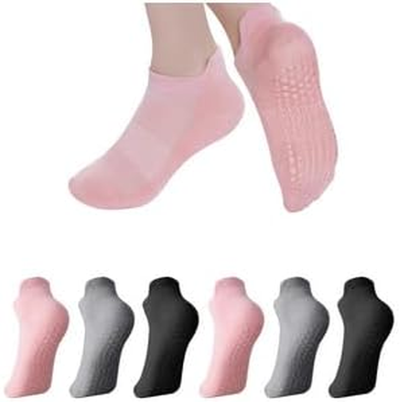 6 Pairs Pilates Socks Non Slip Grip Socks Anti-Slip Yoga Pilates Sock for Hospital, Dance, Barre, Barefoot Workout & Ballet image number 4