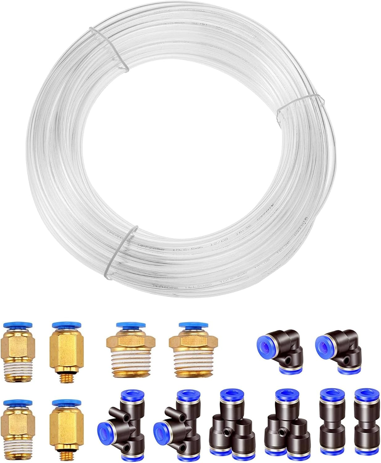 HUAZIZ 10 Metres PU Pneumatic Hose Flexible Compressed Air Hose Outdoor 8 Mm X Inner 5 Mm Black with 8 Pneumatic Connectors Air Push Quick Couplings (Y/T/L/I Shaped) image number 6