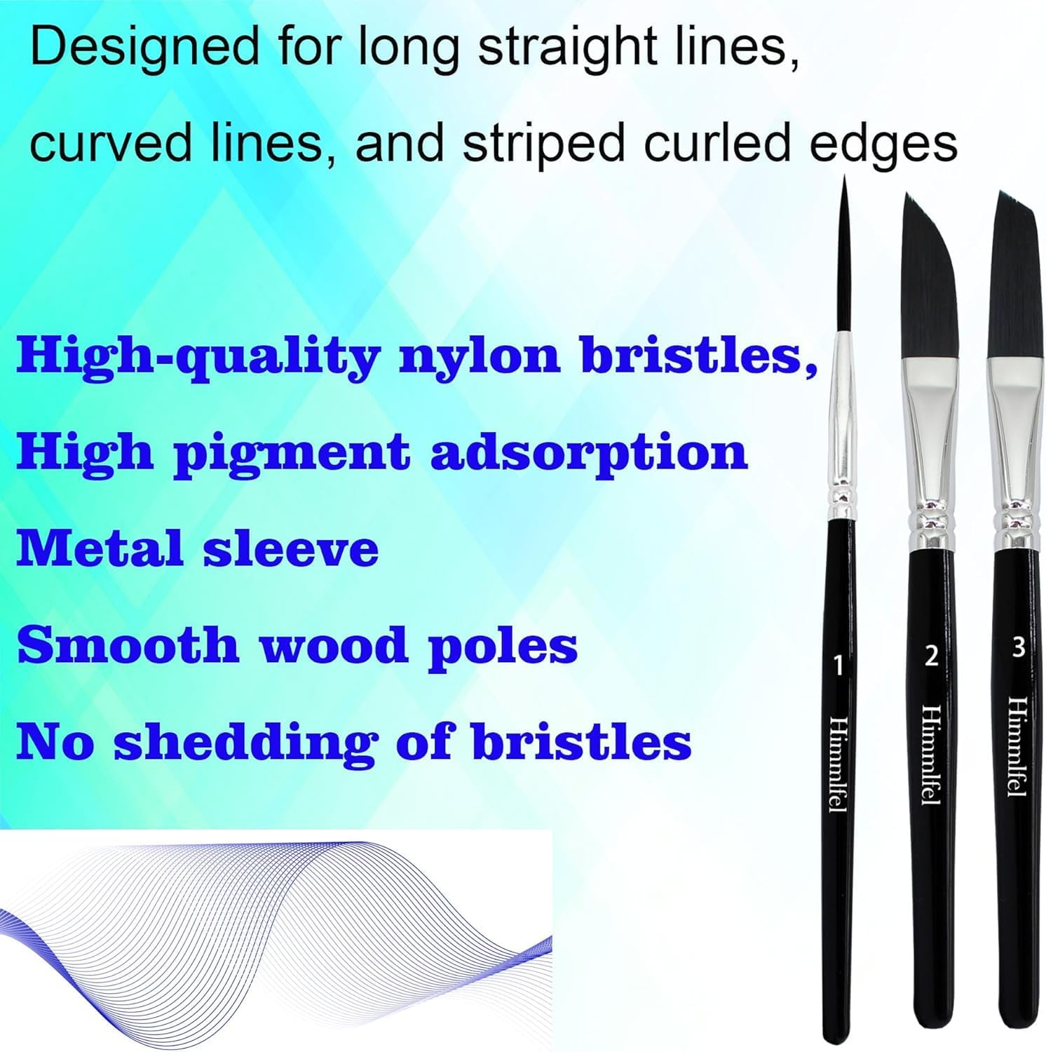 Pinstriping Brush Striping Brushes for Acrylic Watercolour Oil，3 Pcs High Performance Pinstripe Brushes，Professional Artists Script Liner Brush Long Liner Brush Scroll Sword Paint Brush Set image number 4