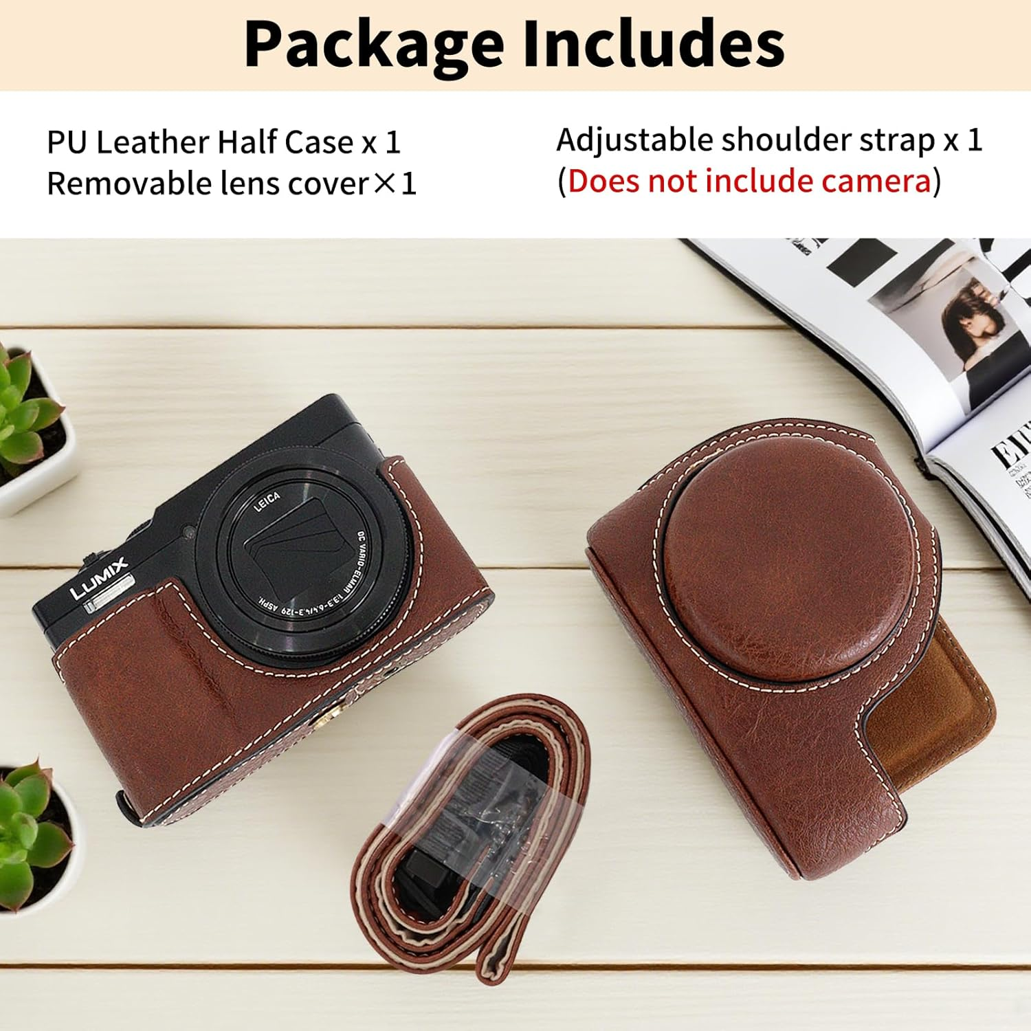 VOVMOEYA for Panasonic Lumix DC-TZ99/ZS99 Case - PU Leather Scratch-Resistant Cover for Lumix TZ99/ZS99 Case, with Removable Protective Cover, Adjustable Shoulder Strap - Black image number 6