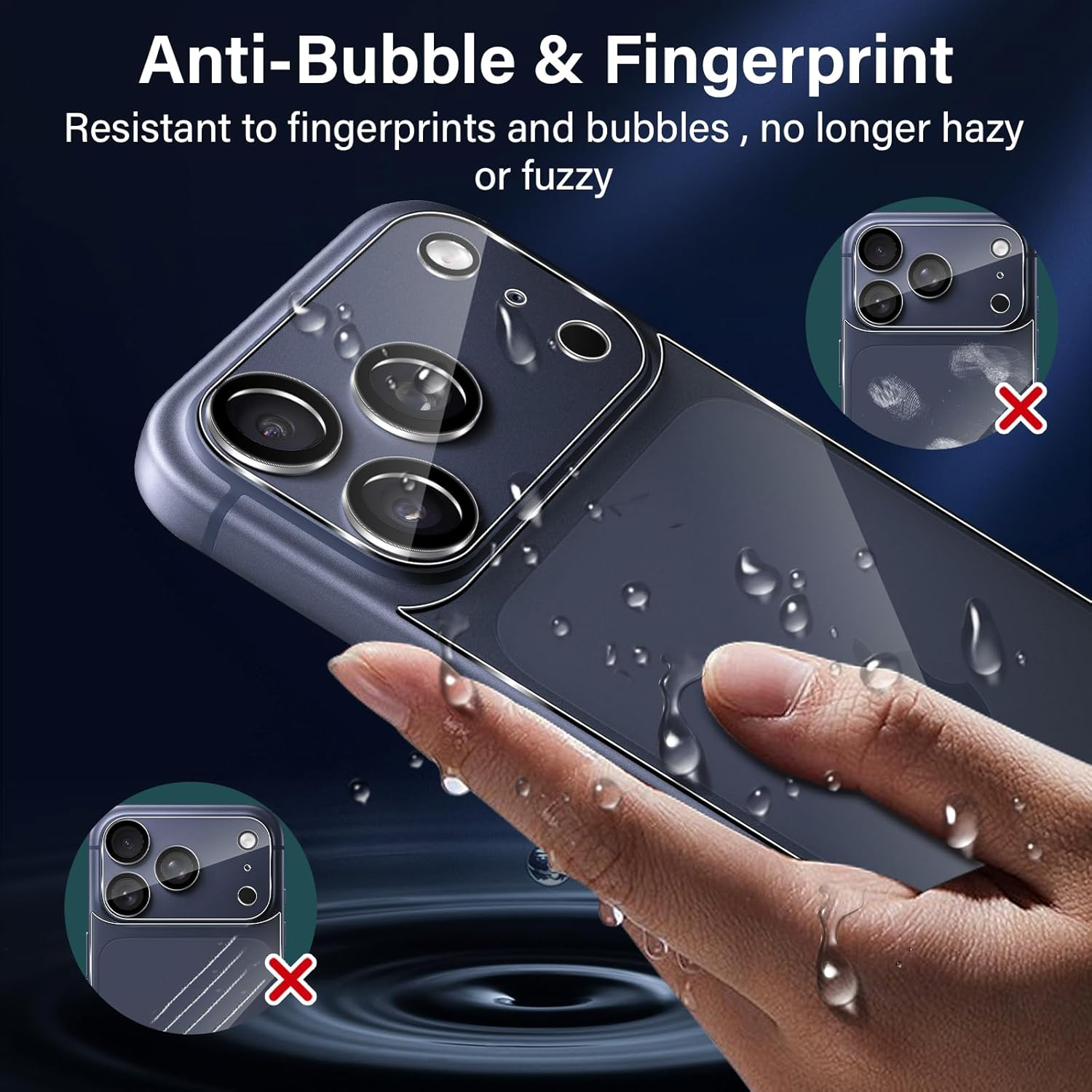 Xunzii Back Screen Protector for Iphone 17 Pro Max 6.9 Inch, Pack of 2 Rear Protective Glass + 2 Pieces Camera Protection, 9H Hardness Anti-Scratch, HD Film Back Protective Glass Non-Slip Film, [Ultra image number 1