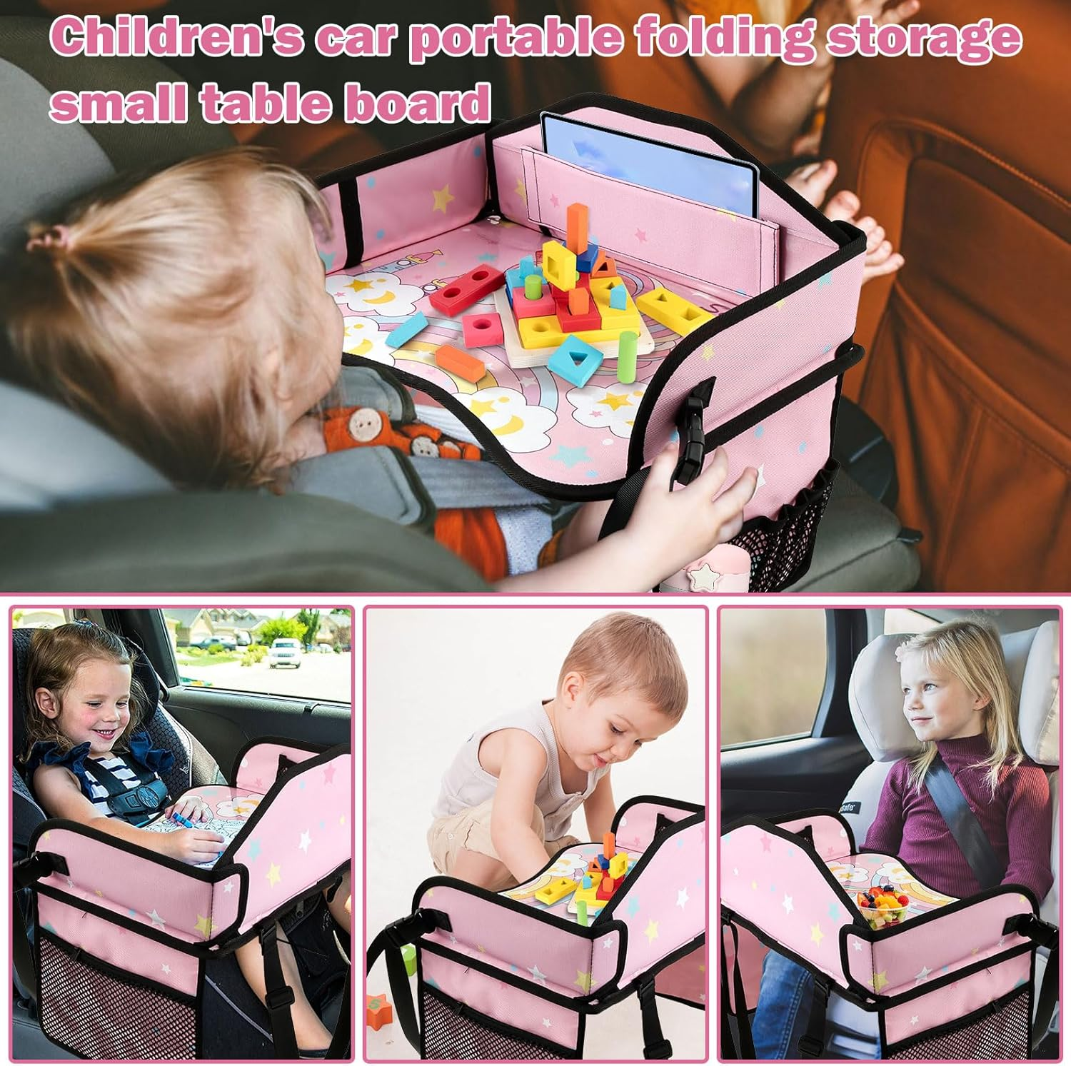 Enduring Car Seat Tray Portable Kid Travel Table Multifunctional Car Seat Tray Table for Children Road Trip Activity Kids Travel(Style2) image number 5
