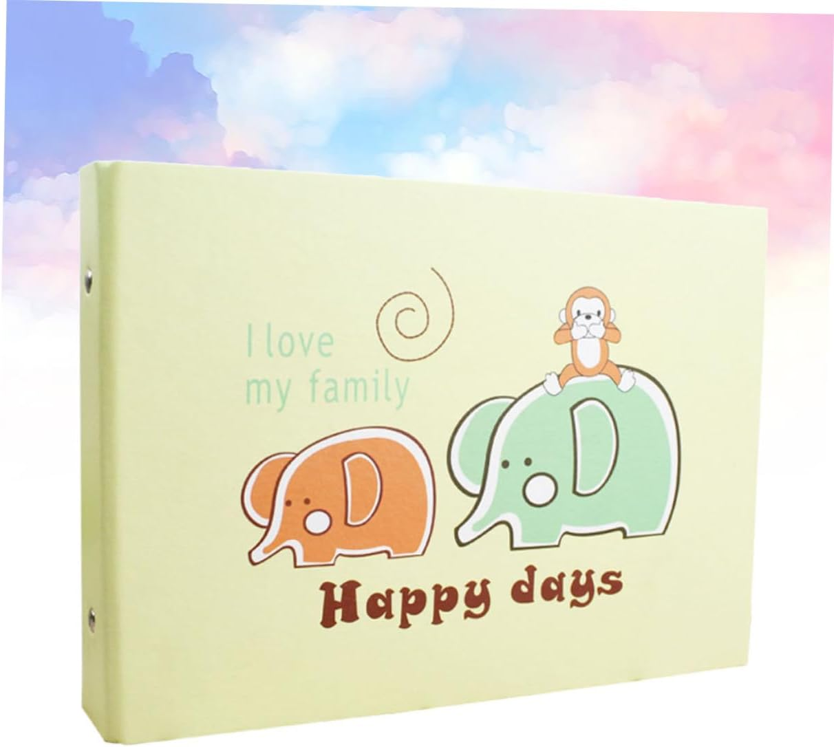 1Pc Adorable Elephant Pattern DIY Commemorative Photo Album Creative Decoration Book for Light Green Easy to Paste Pictures Present for Family and Friends image number 4