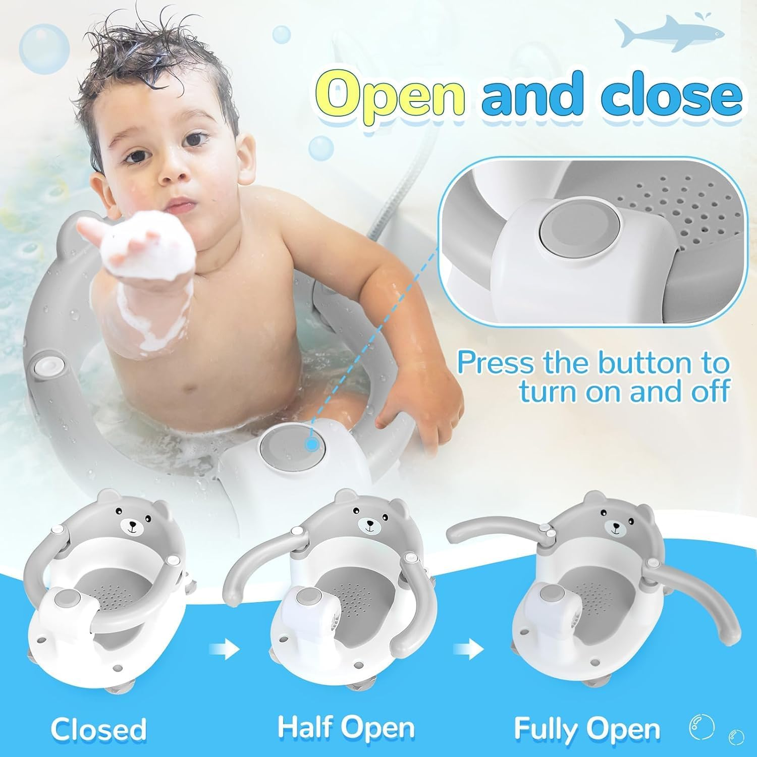 Baby Bath Seat for Babies 6 Months & Up, Toddler Bath Seats for Babies Sitting Up, Non-Slip Infant Bath Tub Chair with 4 Suction Cups & Soft Cushion for Shower, Compact Toddler Bathtub Seat