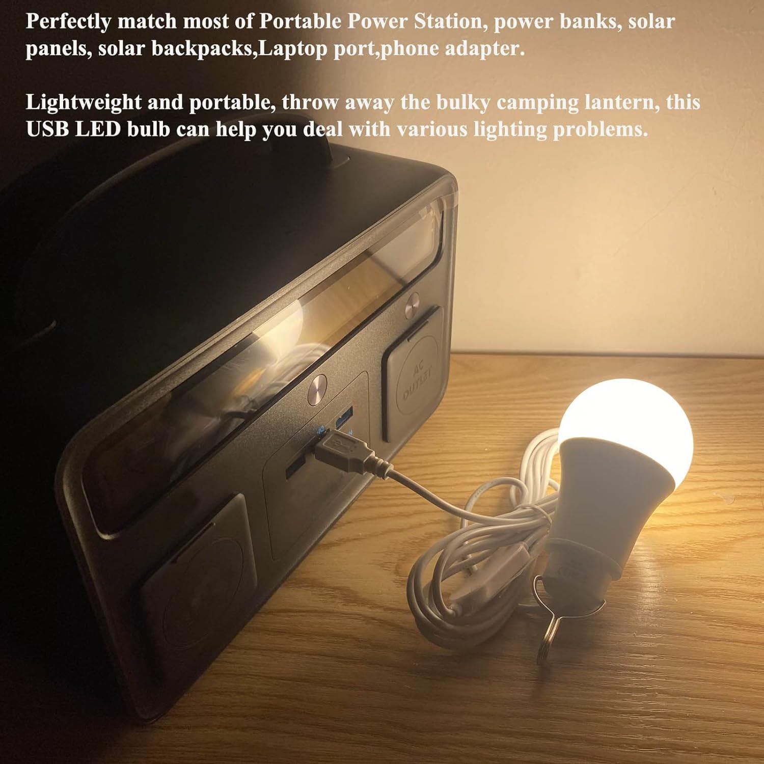 Taysing USB Light, 7W Dimmable Hanging Portable Emergency Lamp for Camping, Outdoor, Hurricane - 2 Pack 3000K Tent Lights for Power Station, Solar Panel Charger, Power Bank image number 6