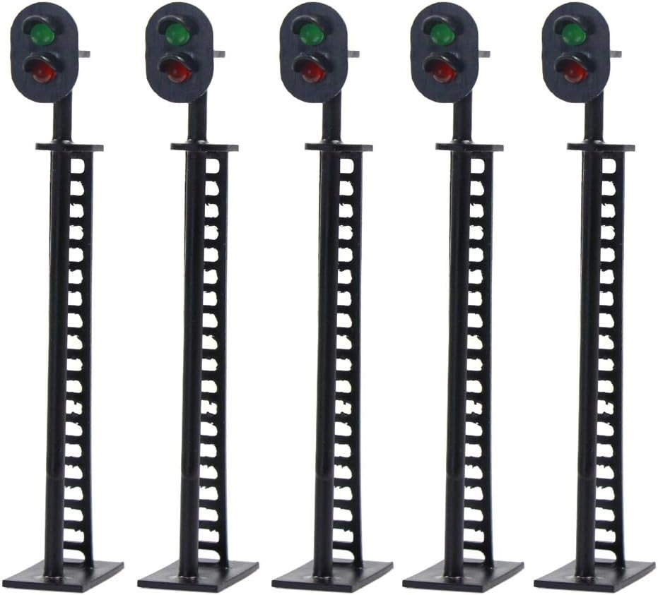 5Pcs Model Railway Block Signals Green/Red HO or OO Scale 8Cm 12V Led JTD01 image number 5