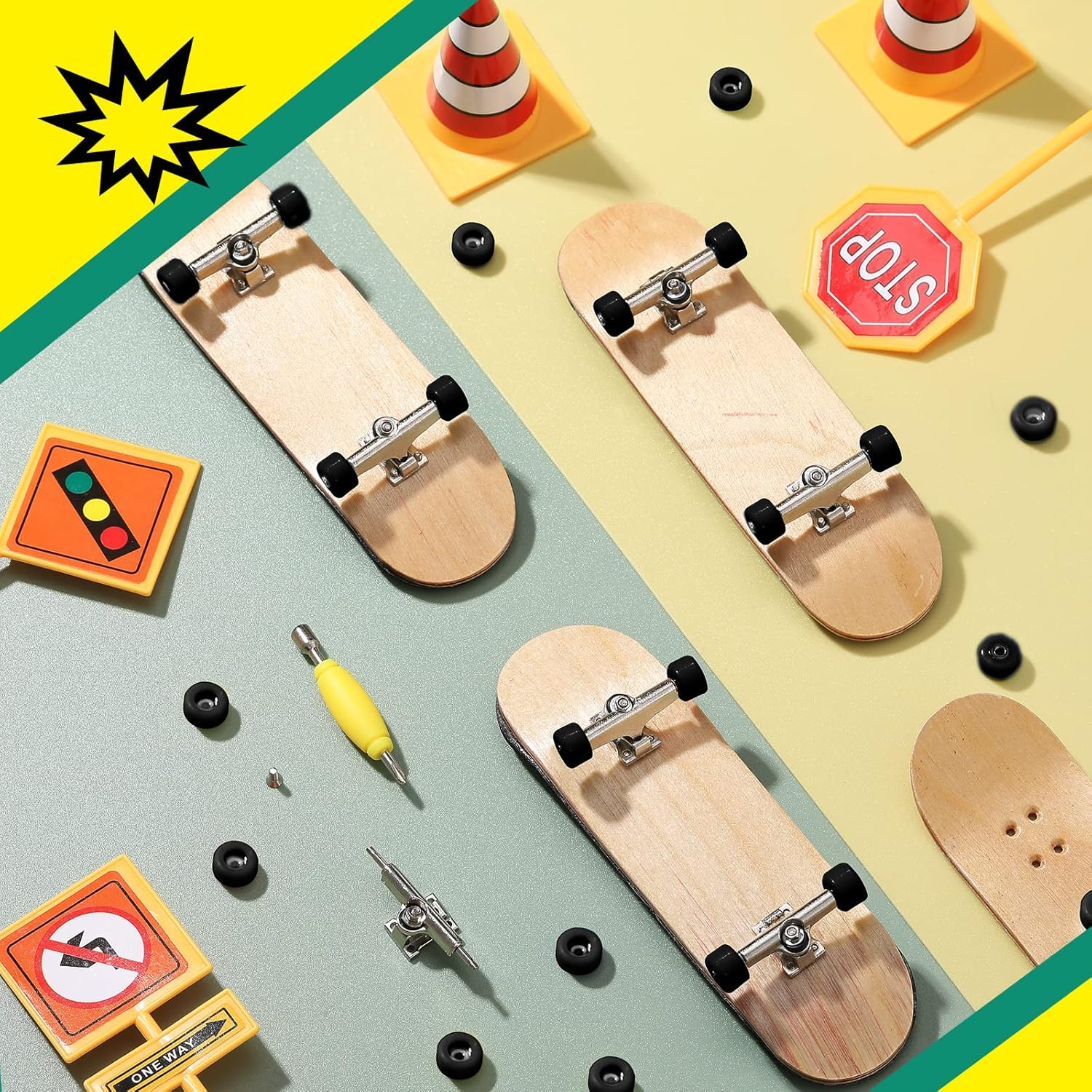 8 Pcs Fingerboard Bearing Wheels Standard Fingerboard Tool Fingerboard CNC Lathed Bearing Wheels Fingerboard Screwdriver and 2 Pcs Nut Driver for 34 Mm Wide Decks Finger Skateboard Trucks (Black) image number 6