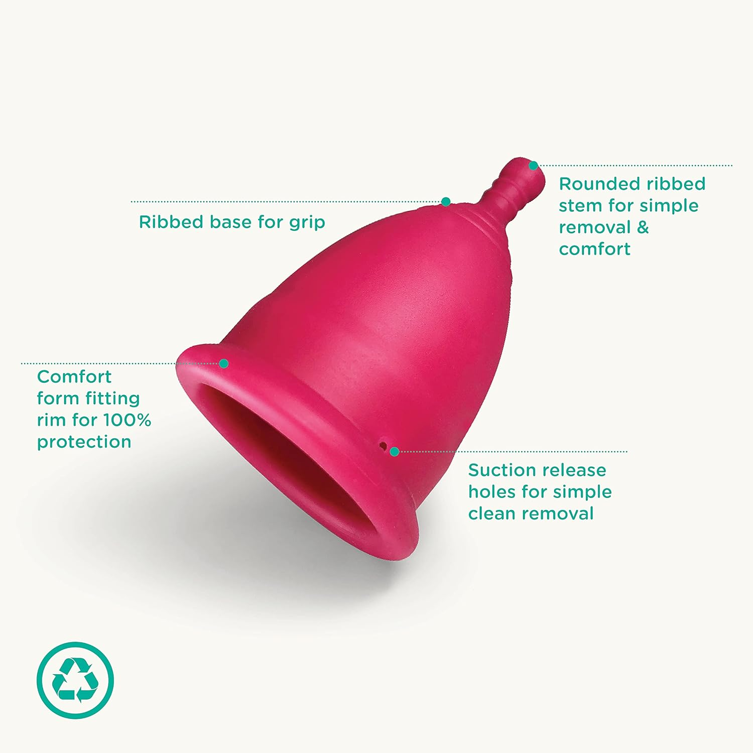 Oi Menstrual Cup - Large - up to 8 Hour Protection, Eco-Friendly and Recyclable Menstrual Cup Made with Hypoallergenic Medical Grade TPE, a Natural Alternative to Tampons and Pads image number 6