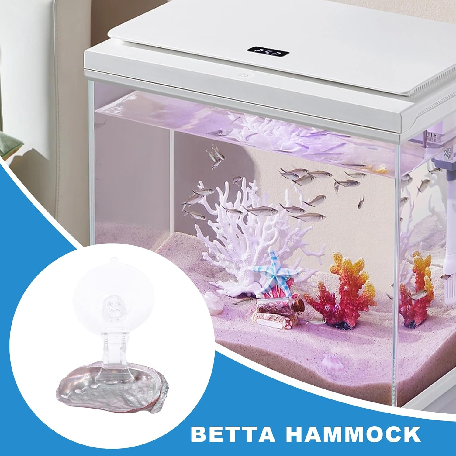 Evnbhgyu Betta Fish Hammock - Aquarium Suction Hiding Place,Resting Hiding Place Betta Hammock for Enrichment Fish Tank Hide and Play Pet Decoration image number 2