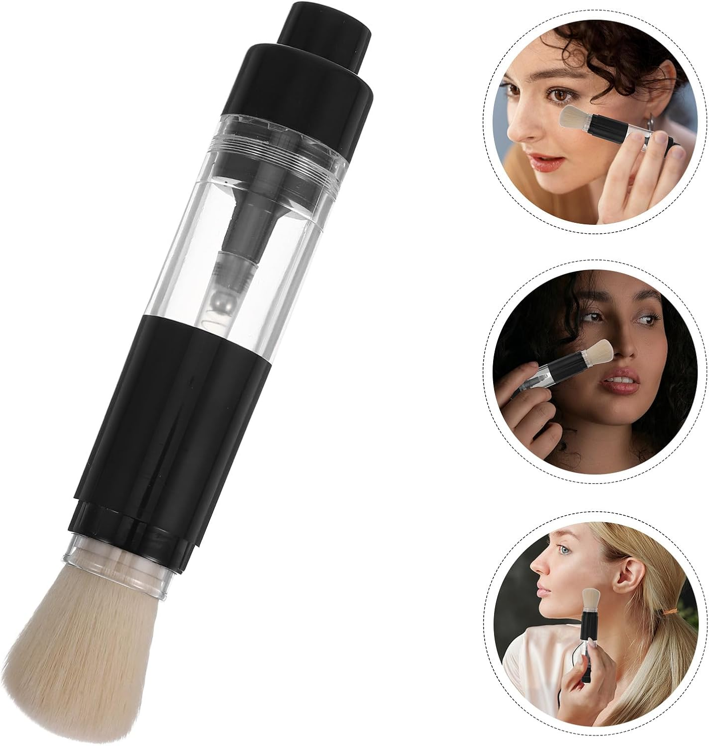 DECHOUS 2Pcs Refillable Pressed Makeup Powder Brush Set with Soft Synthetic Fibers, Portable Loose Powder and Blush Brush for Travel and Daily Makeup Use