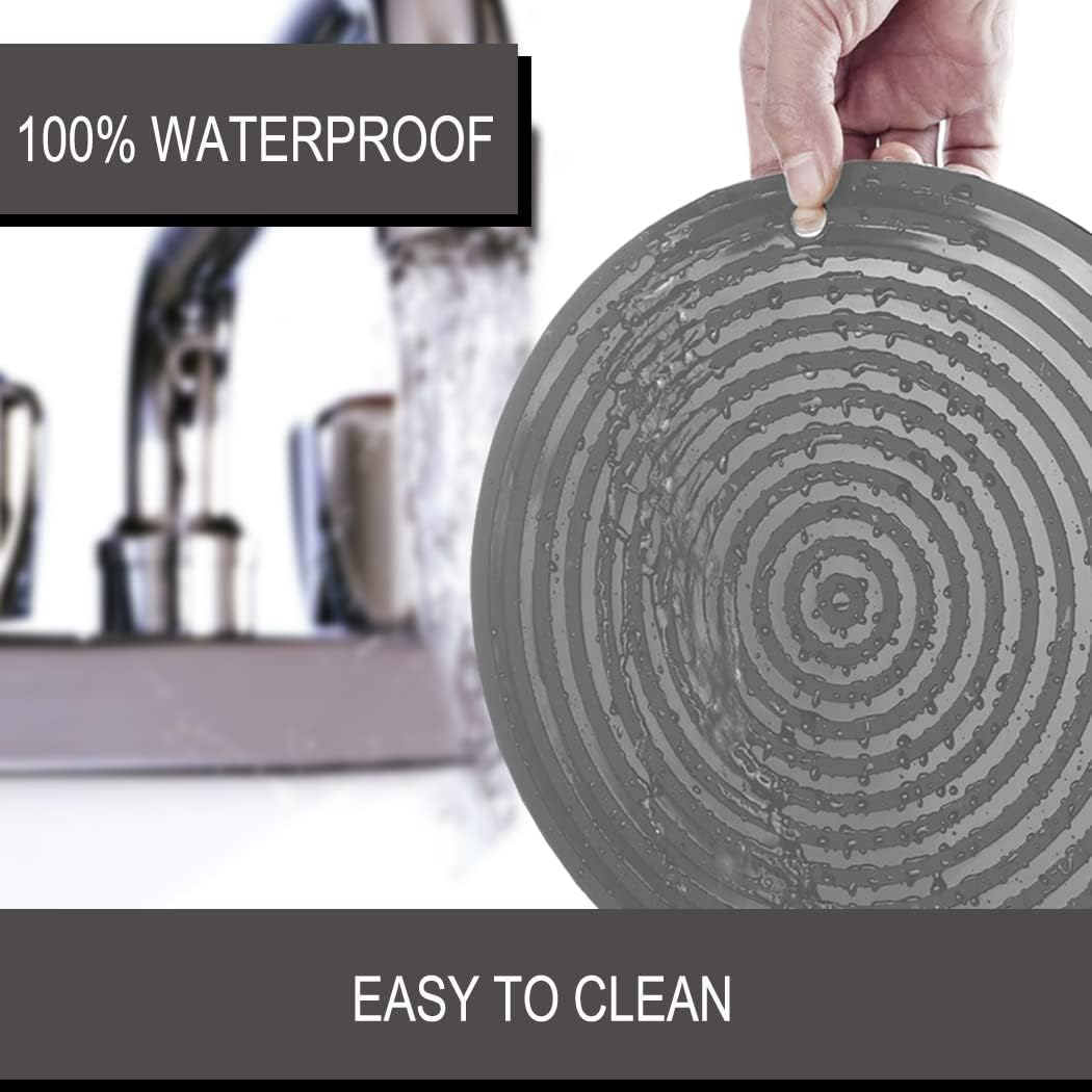 2 Pack Silicone Pet Feeding Mat for Dog and Cat, Non-Slip Placemat Tray to Prevent Food and Water Bowl Messes on Floor, Easy Clean Dish Mat for Medium and Small Pet (9.5"X9.5", Grey) image number 2